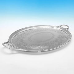 Atemberaubende viktorianischen graviert Sterling Silber Tablett - London 1871