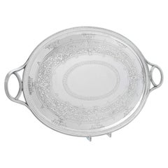 Stunning Victorian Engraved Sterling Silver Tray - London 1871