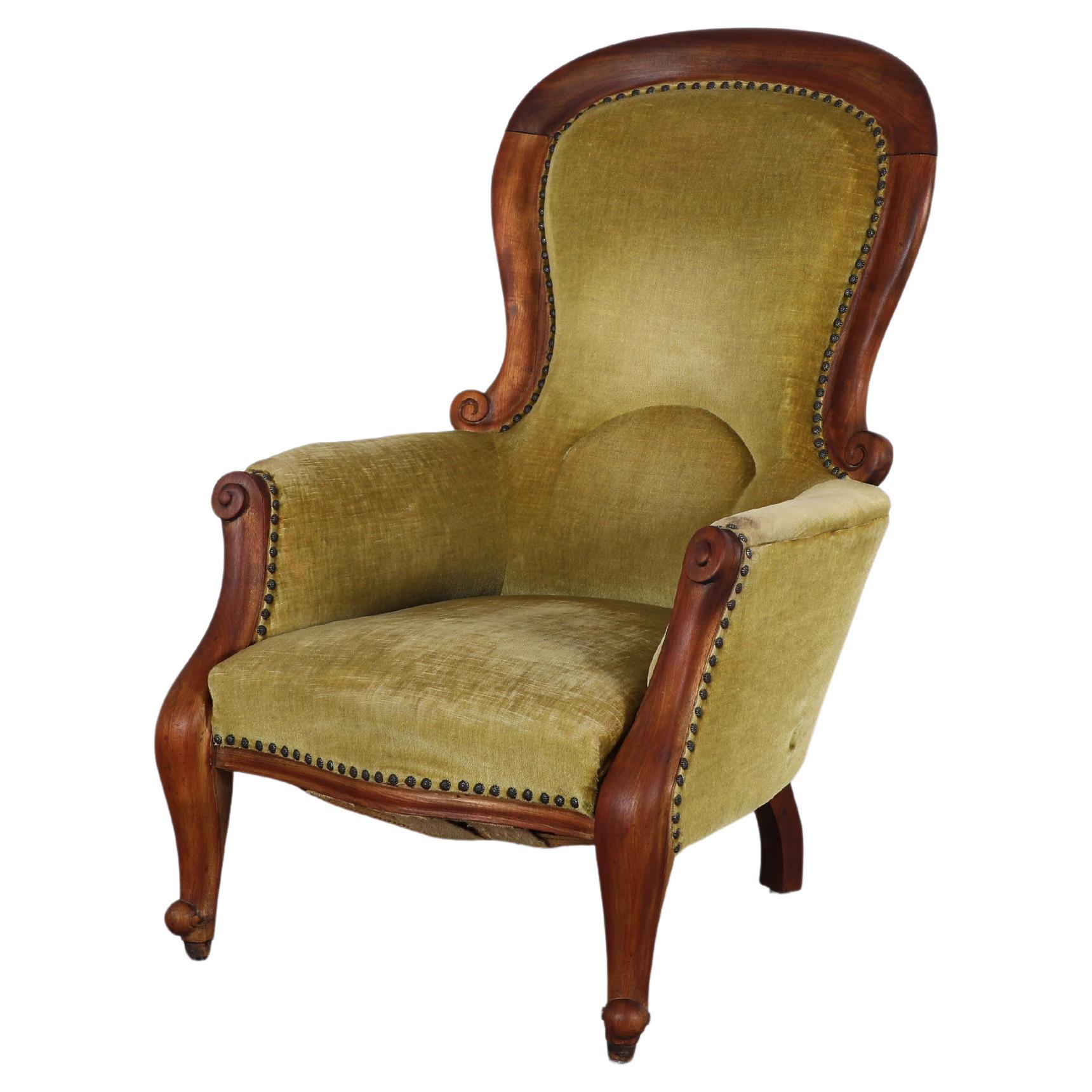 Superbe chaise de salon à dossier arrondi de l
époque victorienne, style "Louis Philippe".