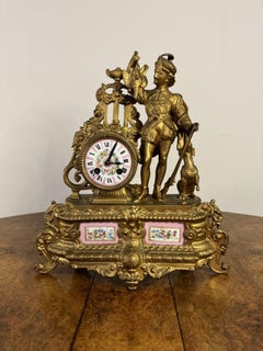 Stunning Victorian French 19th century gilt metal and porcelain mantle clock