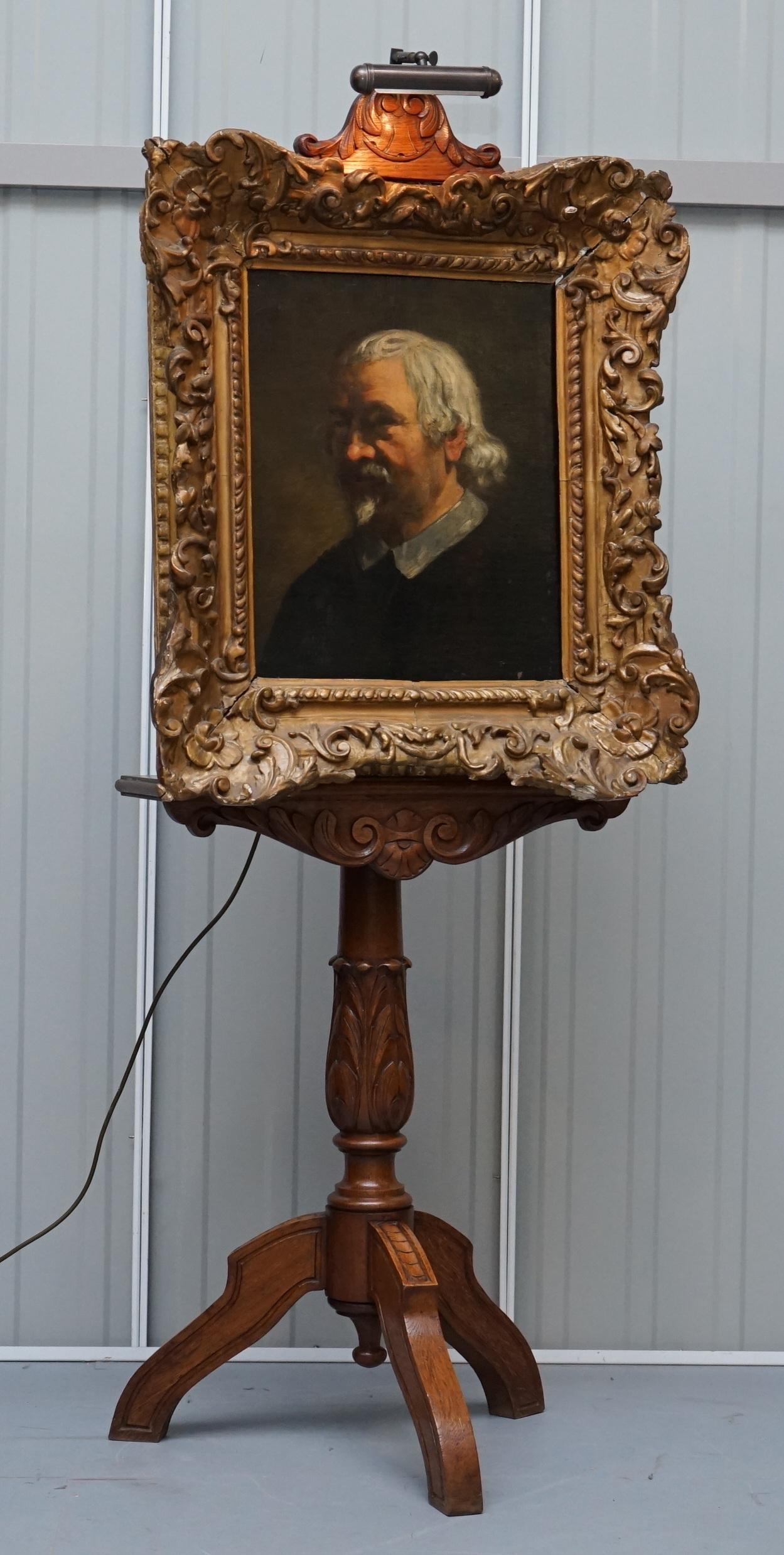 We are delighted to offer for sale this very rare original late Victorian hand carved mahogany artist painting easel with art deco era light

Wow… what a find, I bought this from a Gent in Belgium, I was picking up some rather lovely Regency brass