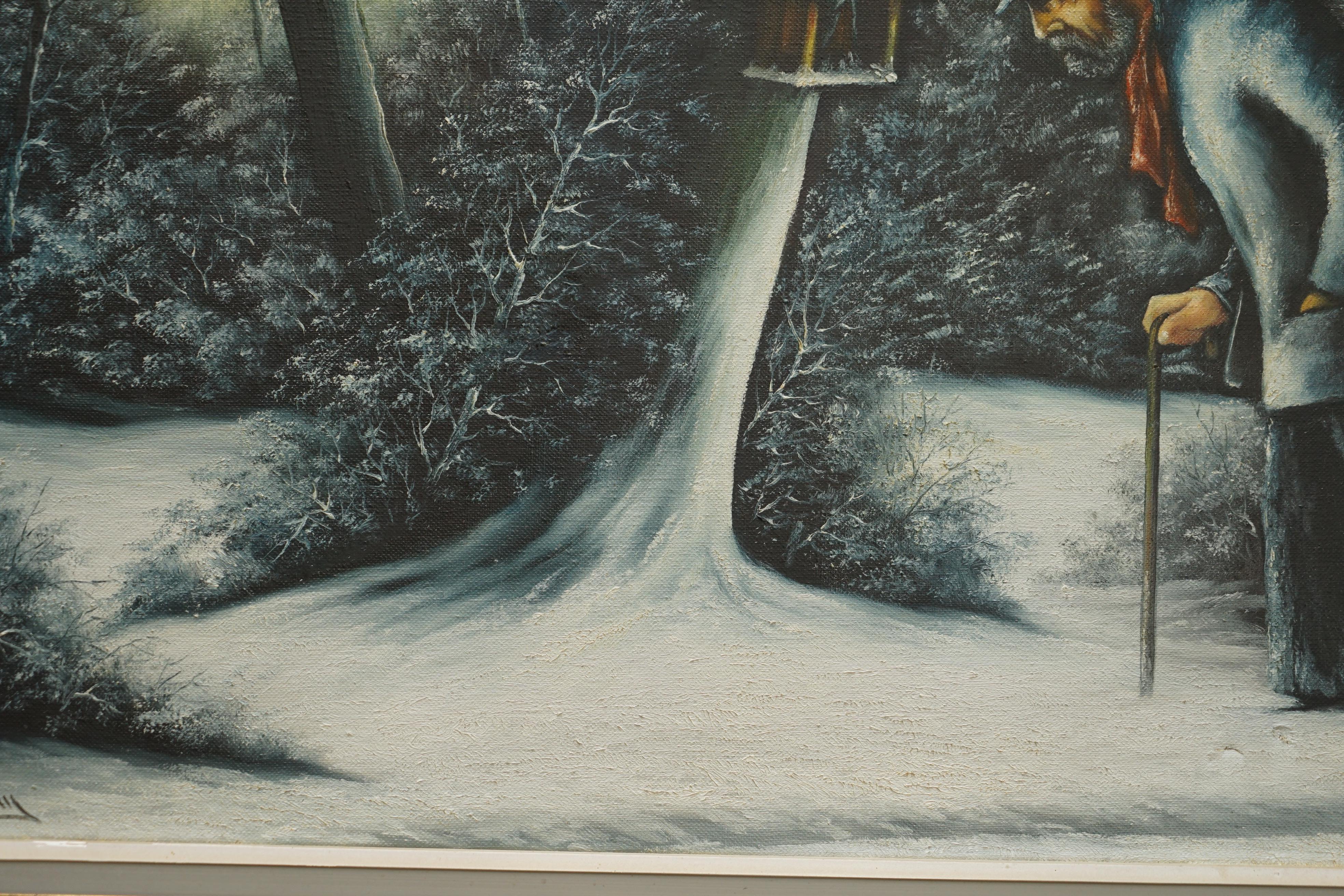 Superbe peinture à l'huile néerlandaise victorienne à grande échelle d'une scène d'hiver par R Tuey en vente 5