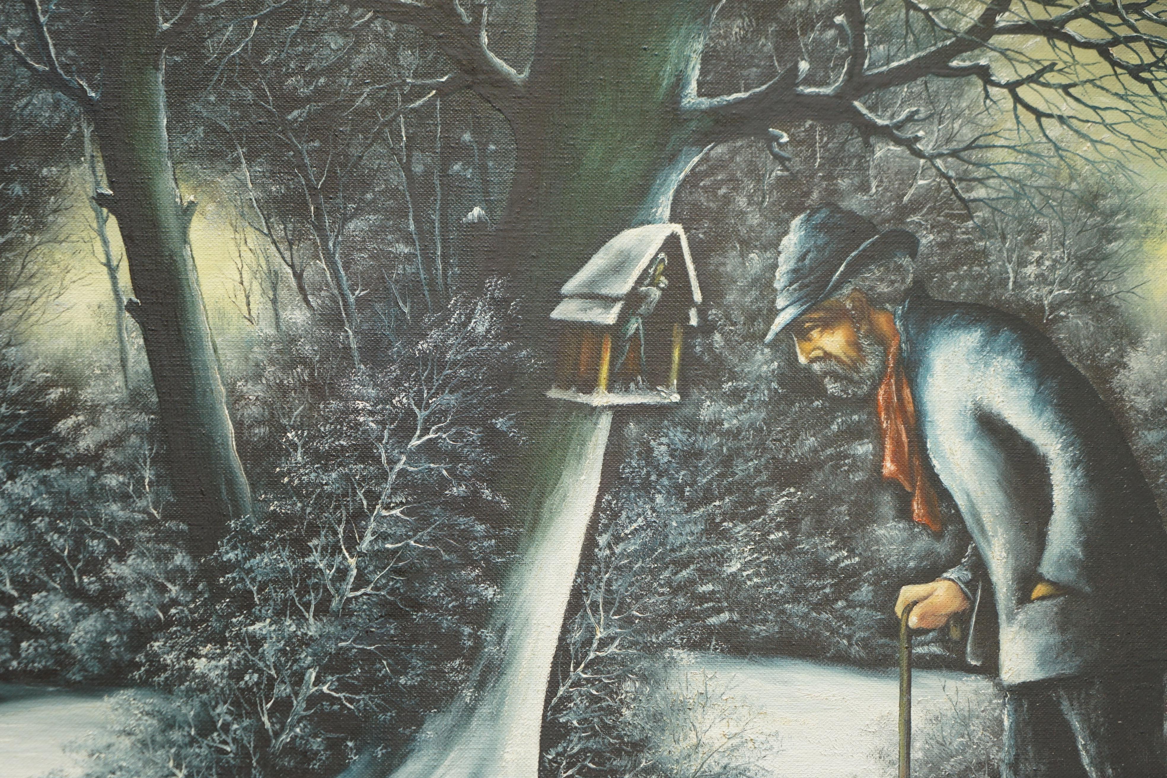 Superbe peinture à l'huile néerlandaise victorienne à grande échelle d'une scène d'hiver par R Tuey en vente 6