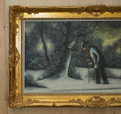 Stunning Victorian Large Scaled Dutch Oil Painting of a Winter Scene by R Tuey