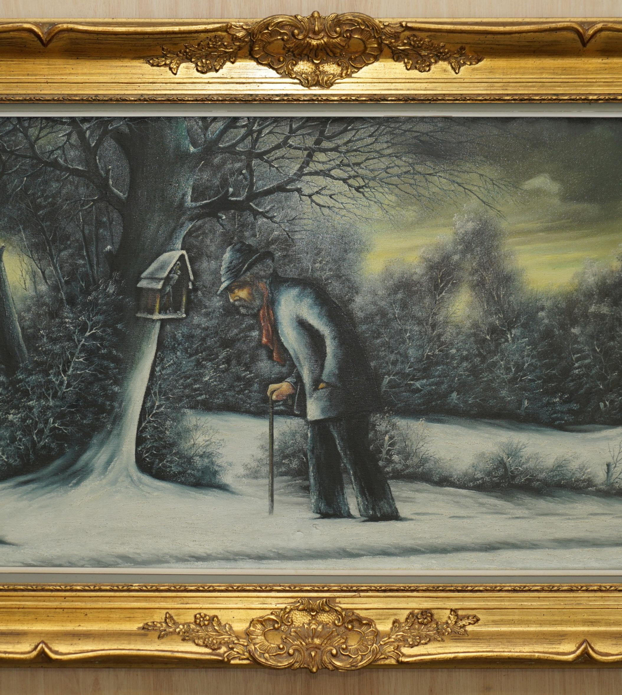 Apogée victorien Superbe peinture à l'huile néerlandaise victorienne à grande échelle d'une scène d'hiver par R Tuey en vente