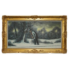 Antique Stunning Victorian Large Scaled Dutch Oil Painting of a Winter Scene by R Tuey