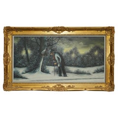 Stupendo dipinto a olio olandese vittoriano di grandi dimensioni raffigurante una scena invernale di R Tuey