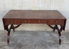 Stunning Victorian Library Writing Table or Desk Brown Leather Top Gillows Legs