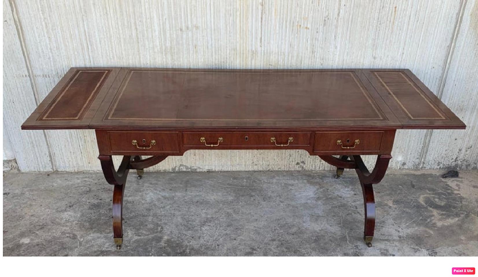 French Stunning Victorian Library Writing Table or Desk Brown Leather Top Gillows Legs For Sale