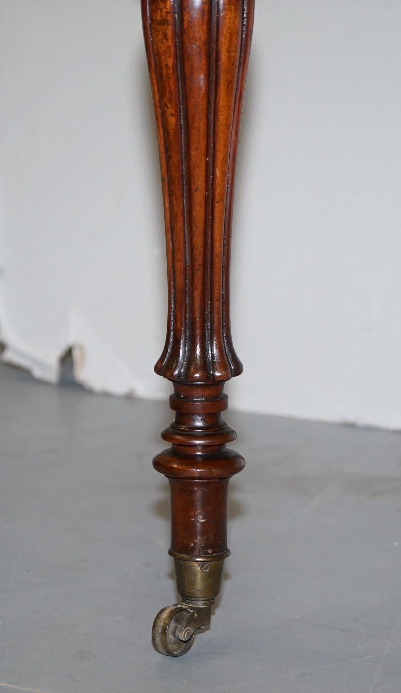 Stunning Victorian Library Writing Table or Desk Brown Leather Top Gillows Legs 2