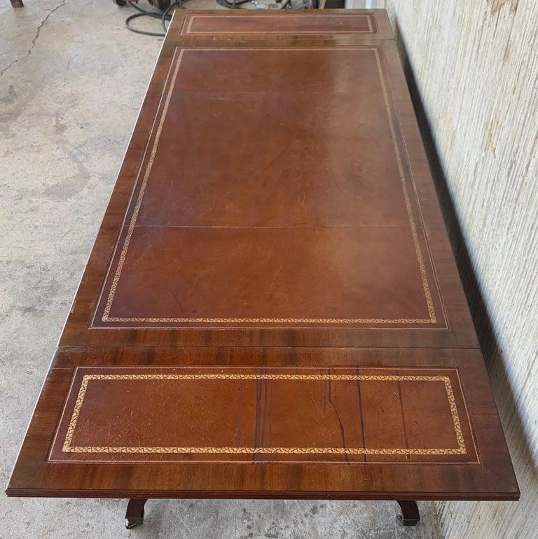 Stunning Victorian Library Writing Table or Desk Brown Leather Top Gillows Legs 2