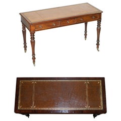 Stunning Victorian Library Writing Table or Desk Brown Leather Top Gillows Legs