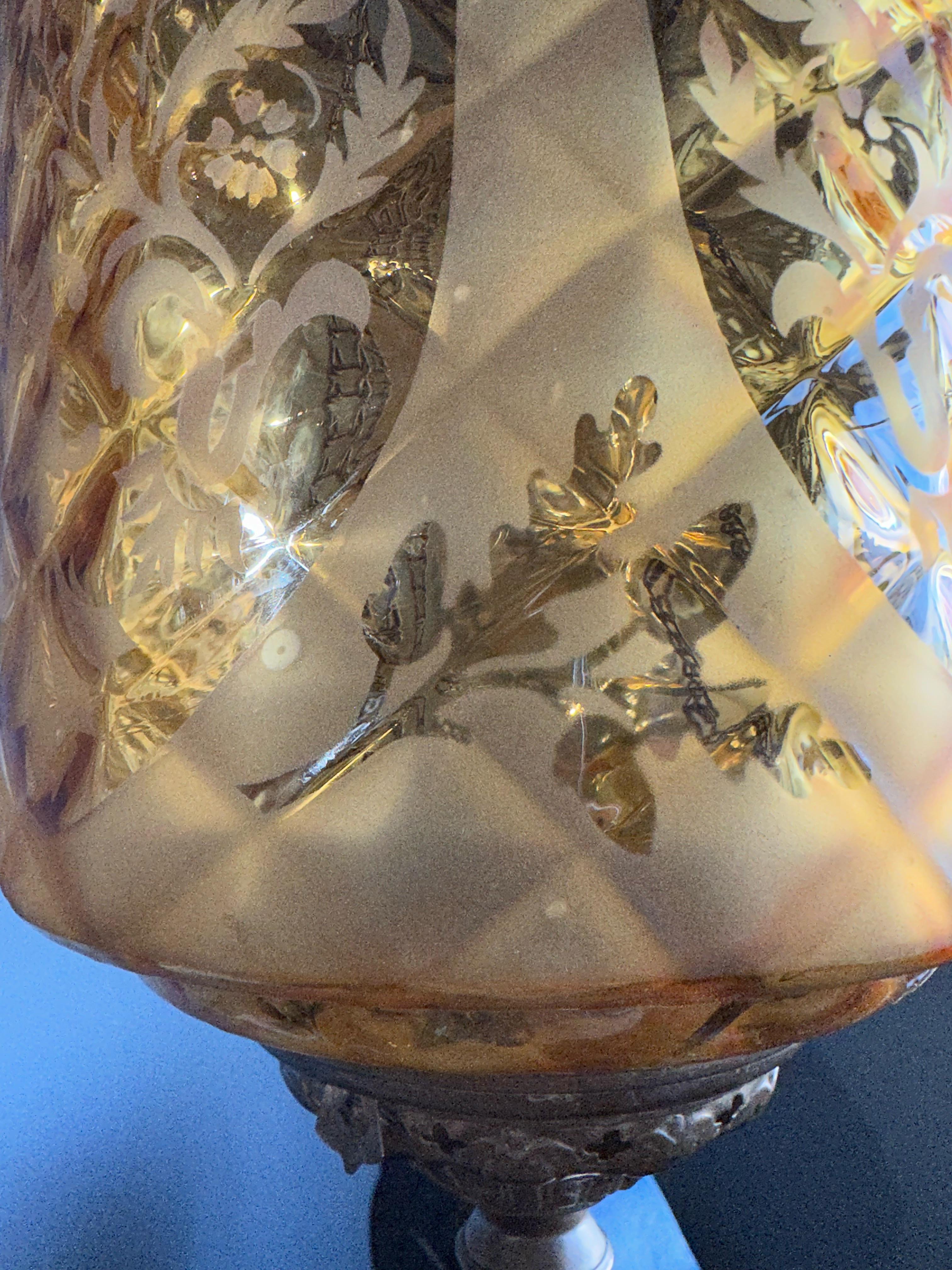 Stunning Victorian Lighting Gothic Brass & Mouth Blown Art Glass Pendant Lantern For Sale 8