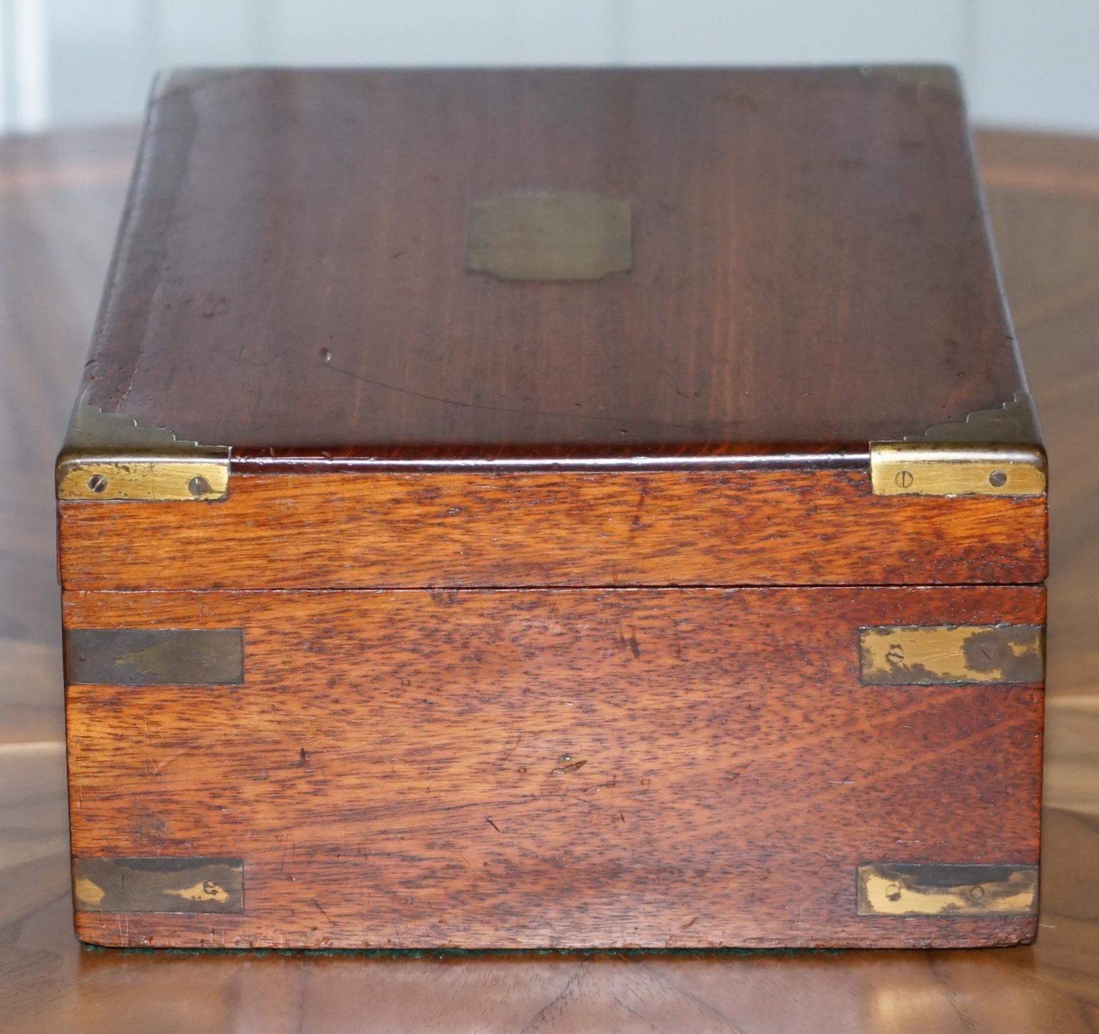 Stunning Victorian Mahogany Military Campaign Box, Cigars, Jewellery, Trinkets 1