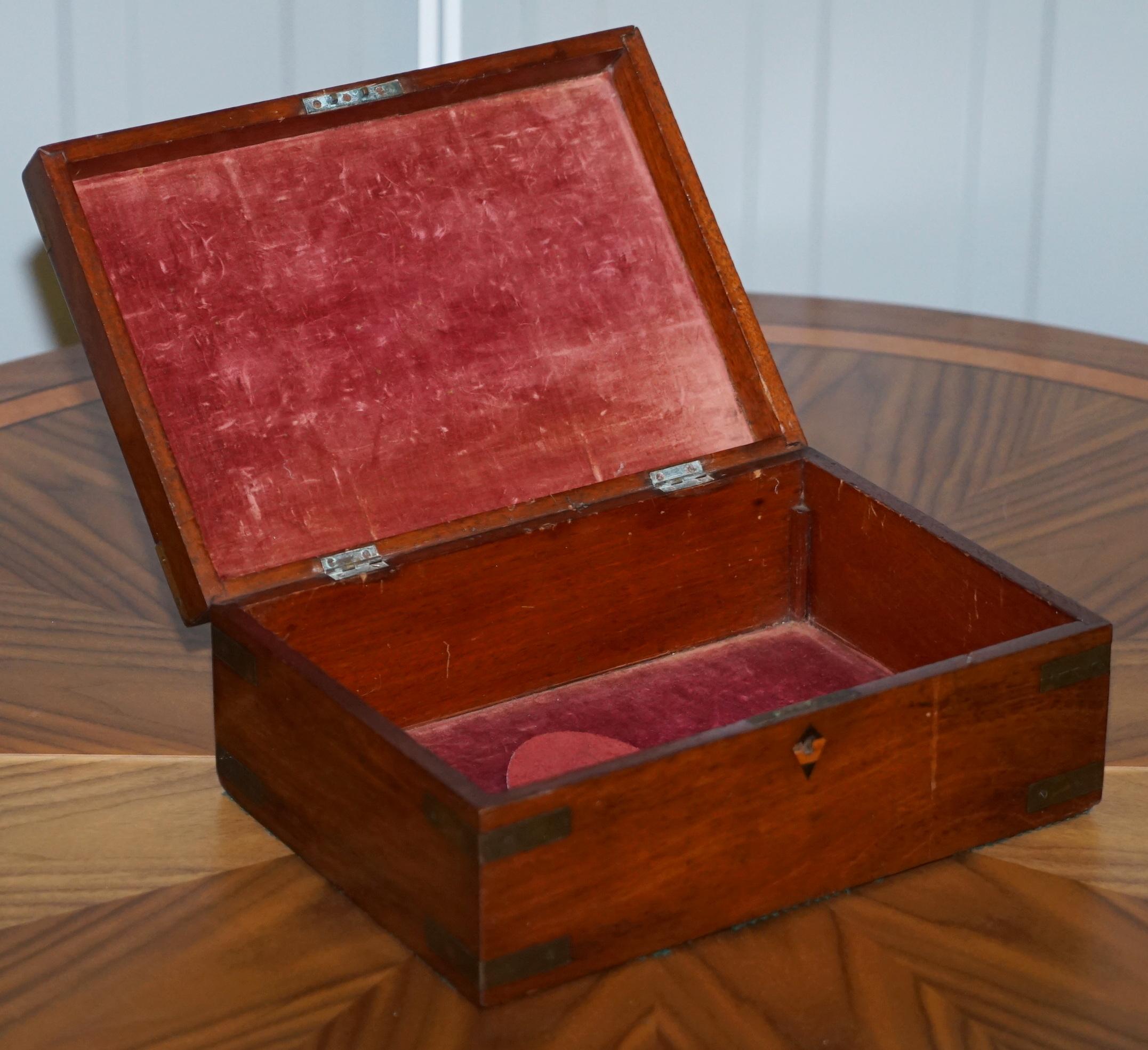 Stunning Victorian Mahogany Military Campaign Box, Cigars, Jewellery, Trinkets 2