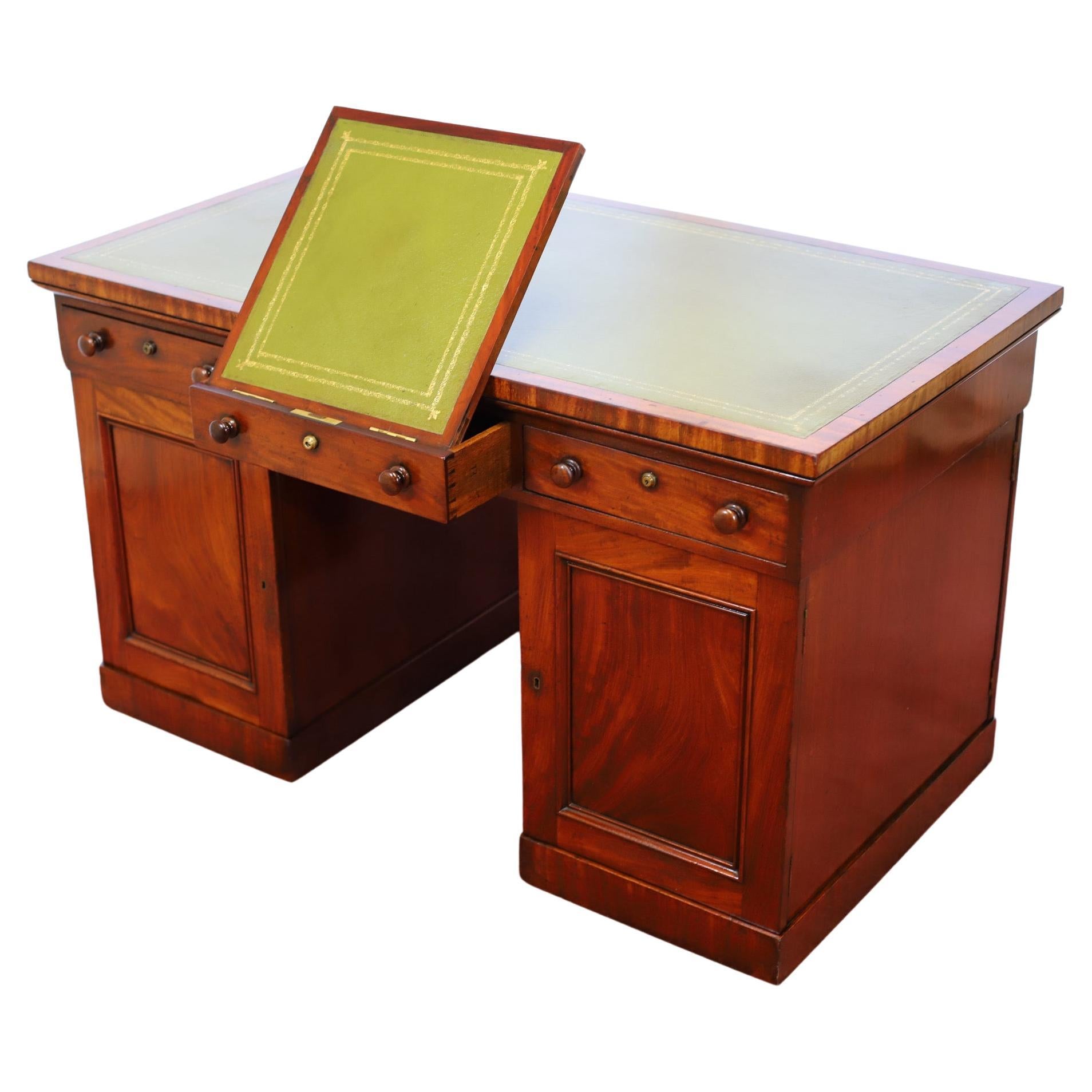 Stunning Victorian  Partners Pedestal Desk For Sale