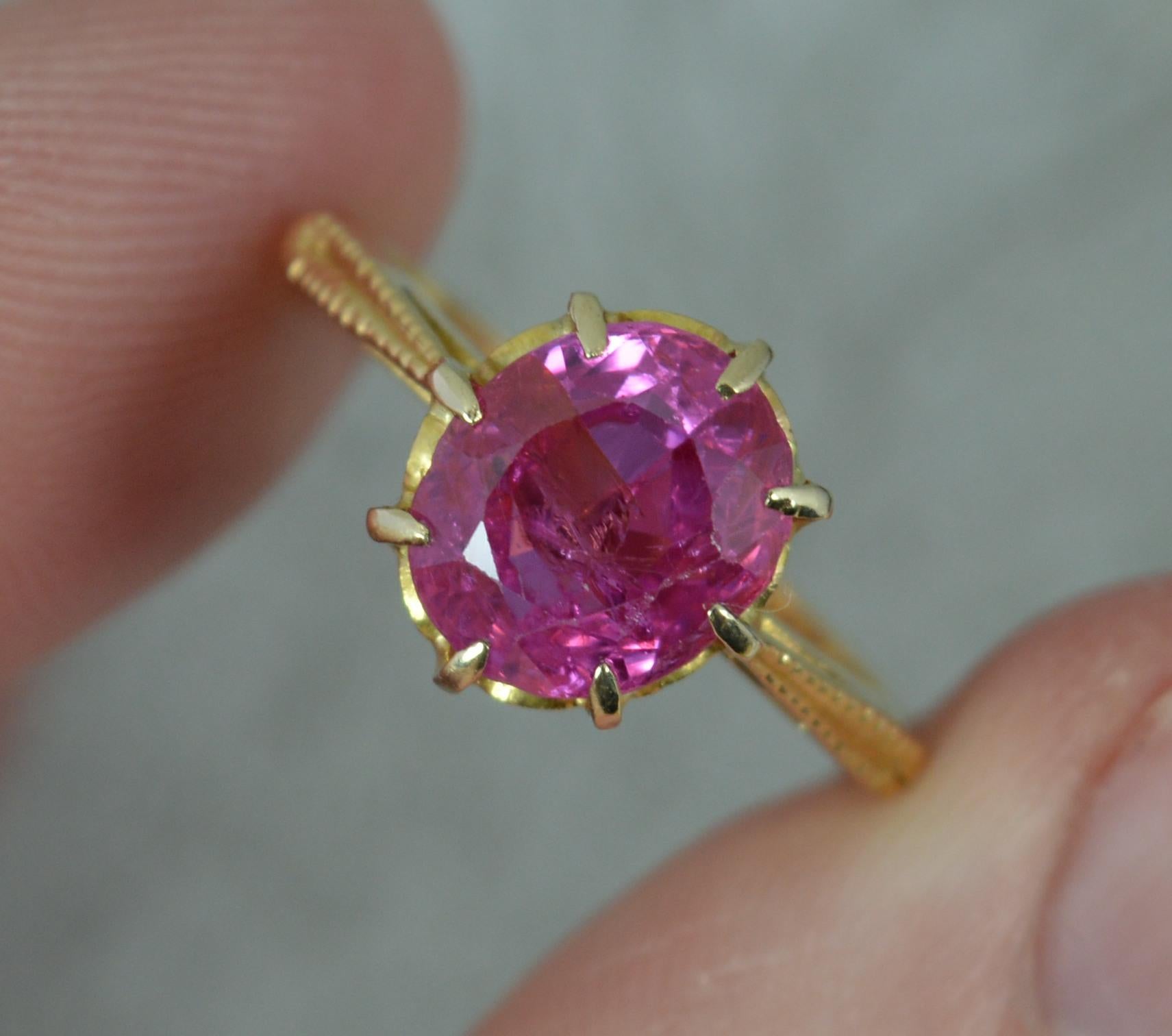 Stunning Victorian No Heat Ruby and 18ct Gold Solitaire Ring 2