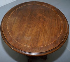 Stunning Victorian Quad Four Pillared Base Solid Walnut Side End Lamp Wine Table