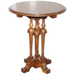 Stunning Victorian Quad Four Pillared Base Solid Walnut Side End Lamp Wine Table