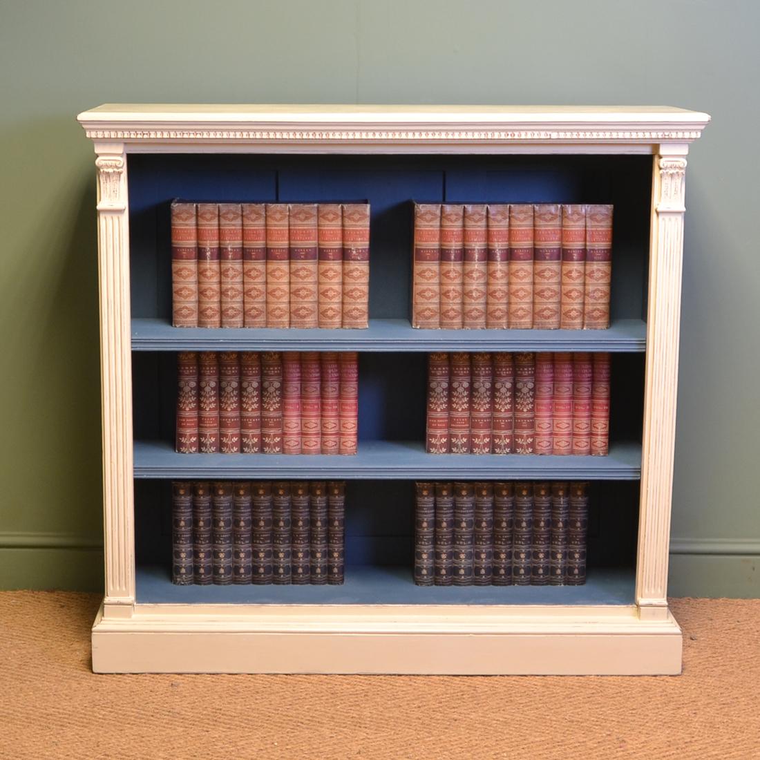 Pine Stunning Victorian Quality Antique Painted Open Bookcase For Sale