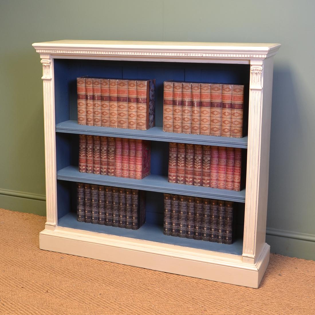Stunning Victorian Quality Antique Painted Open Bookcase