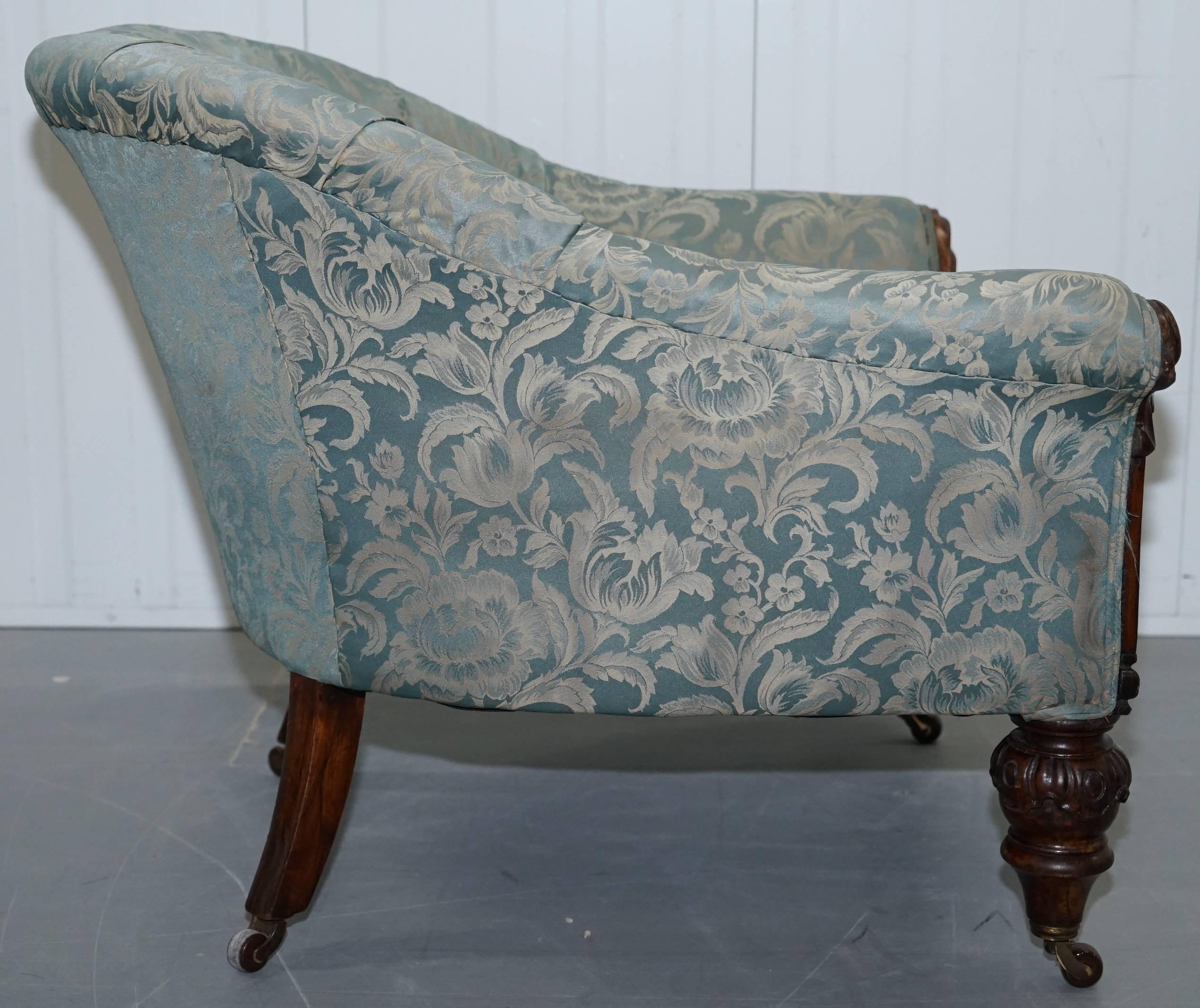 Stunning Victorian Redwood and Silk Upholstered Chesterfield Button Tub Armchair 8