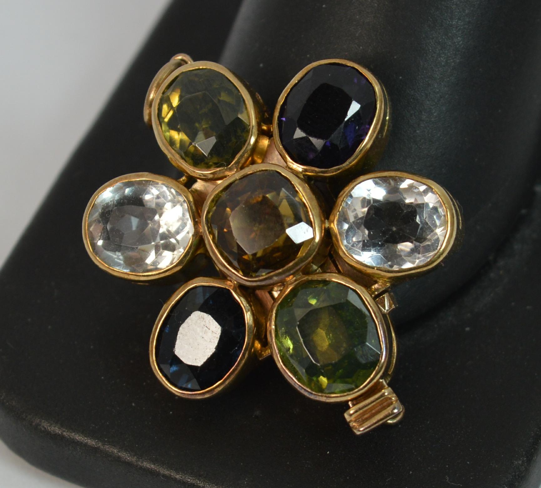 Stunning Victorian Rose Gold and Harlequin Gemstone Pendant Bracelet Clasp 6