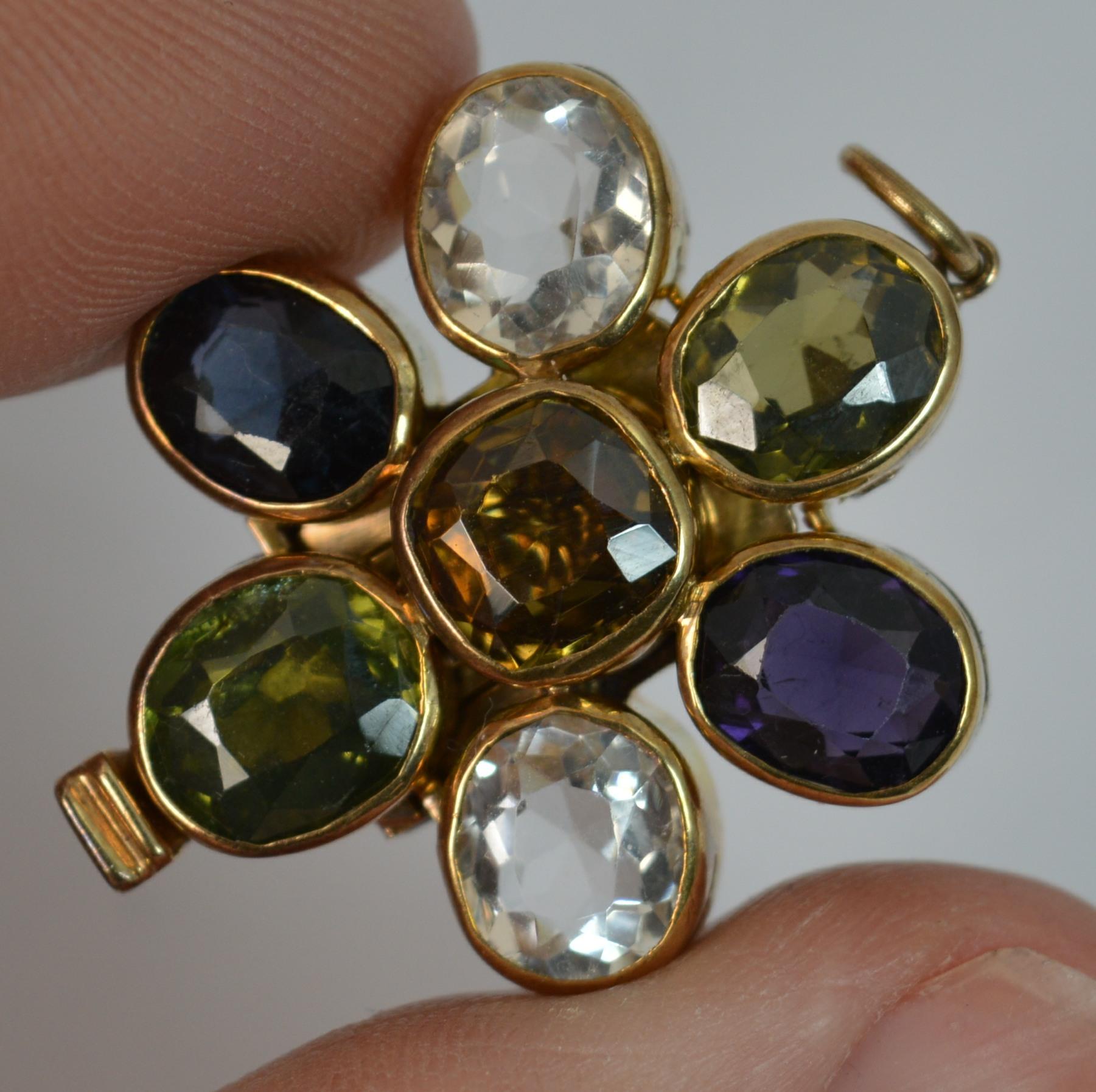 Stunning Victorian Rose Gold and Harlequin Gemstone Pendant Bracelet Clasp In Good Condition In St Helens, GB