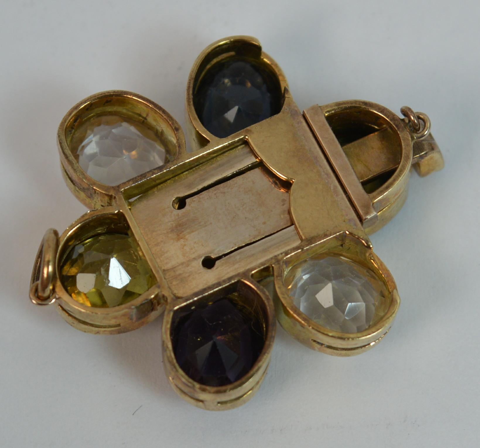 Stunning Victorian Rose Gold and Harlequin Gemstone Pendant Bracelet Clasp 1