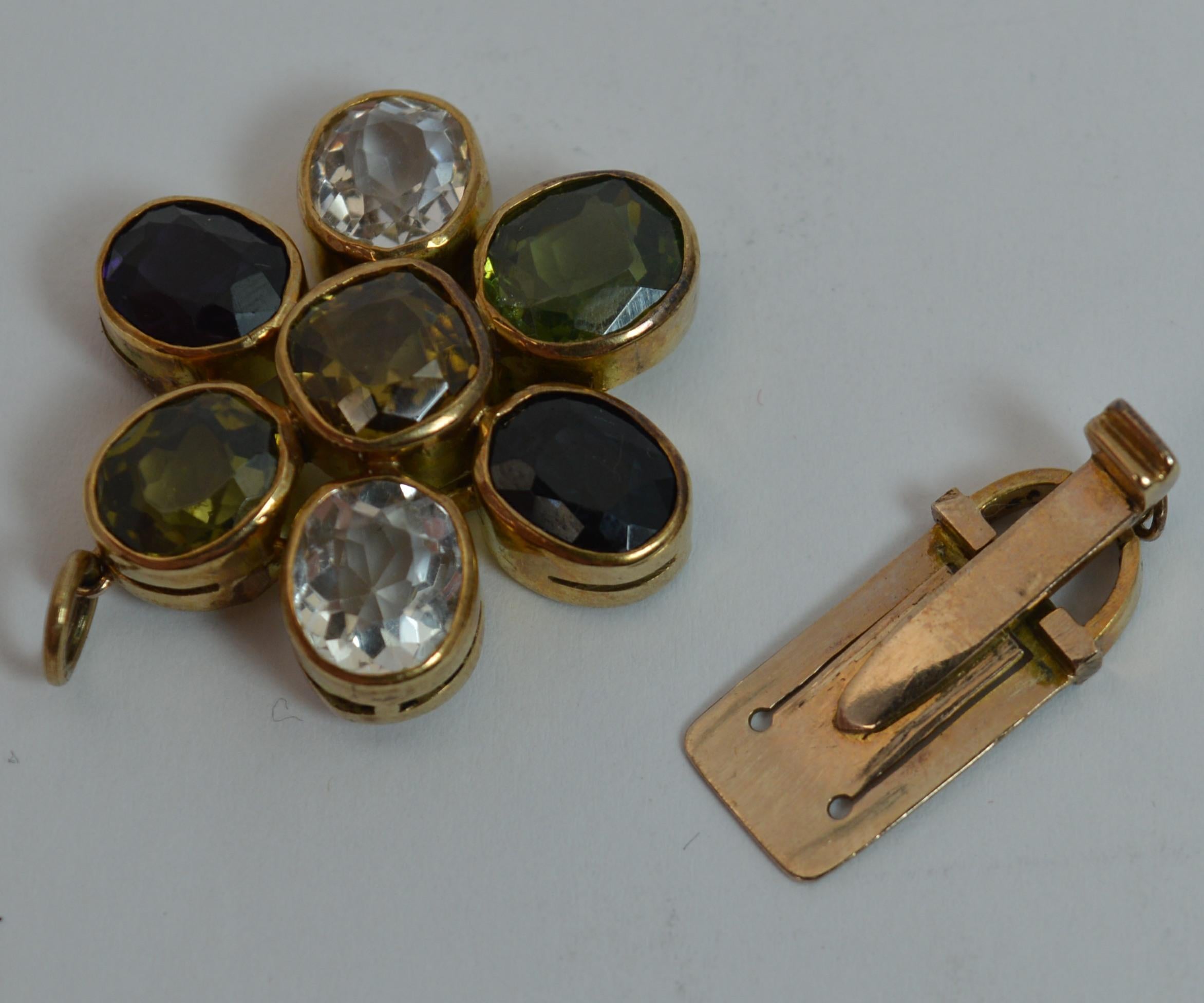 Stunning Victorian Rose Gold and Harlequin Gemstone Pendant Bracelet Clasp 3