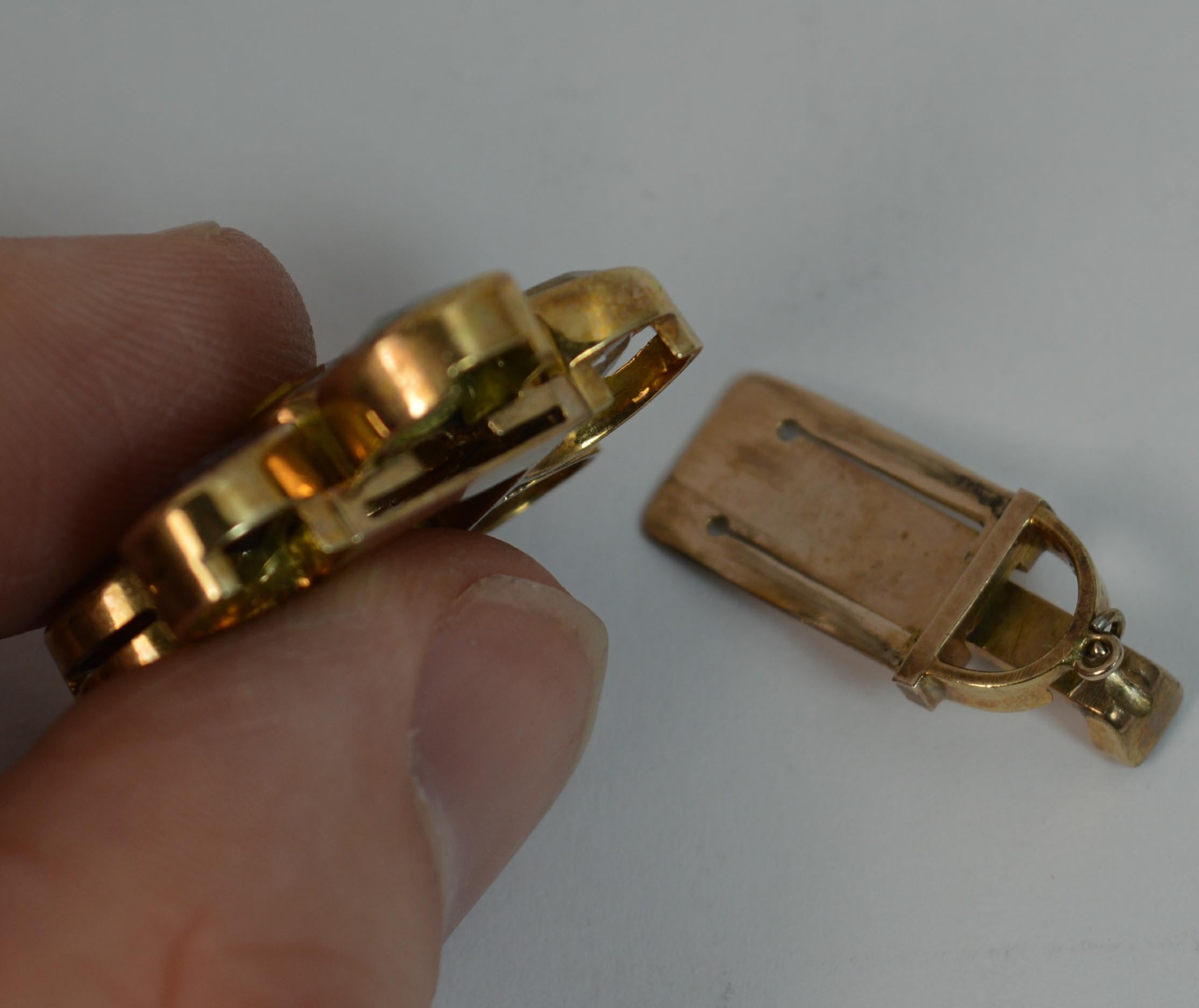 Stunning Victorian Rose Gold and Harlequin Gemstone Pendant Bracelet Clasp 4