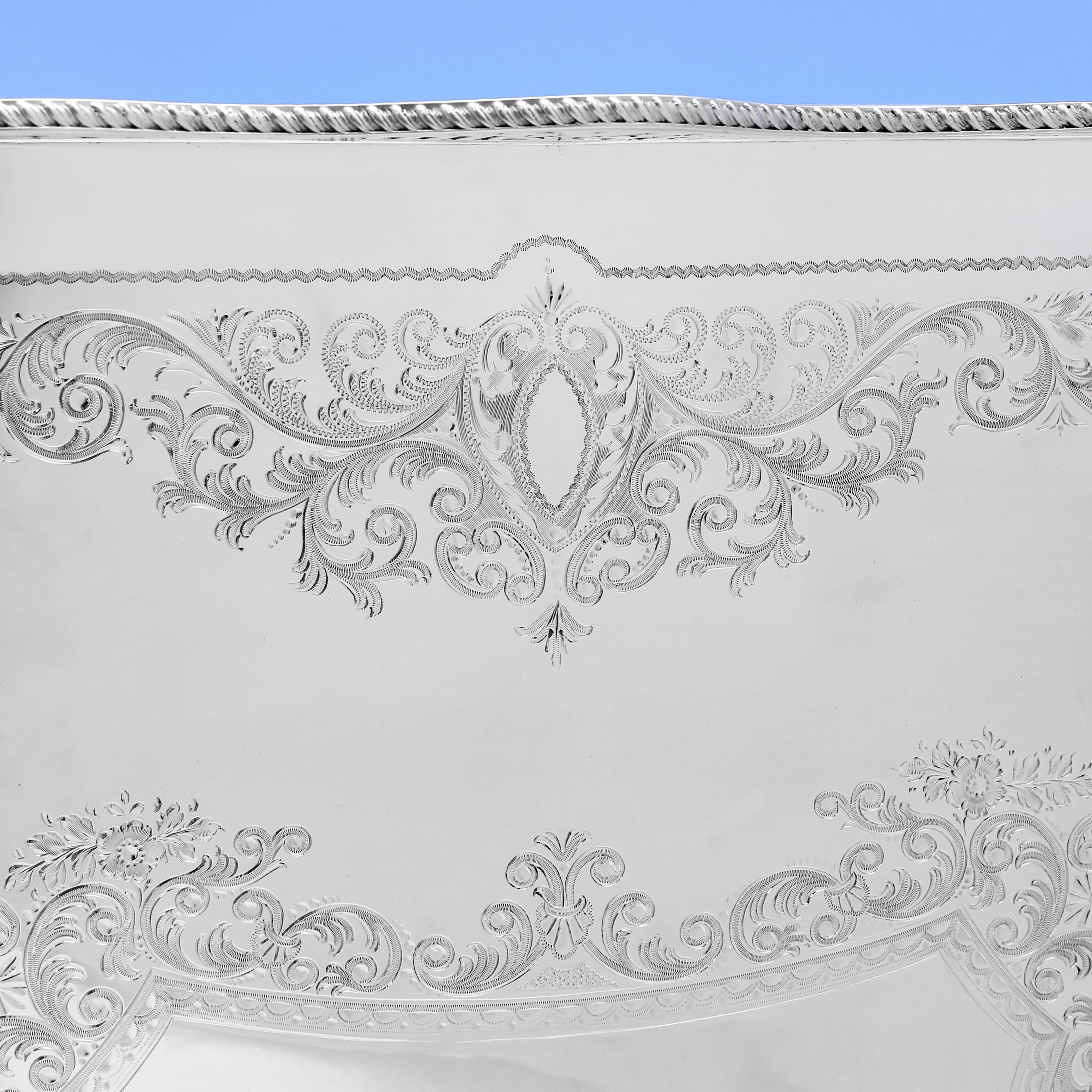 Atemberaubendes viktorianisches Galerietablett aus Sterlingsilber - gestempelt 1896 (Spätes 19. Jahrhundert) im Angebot