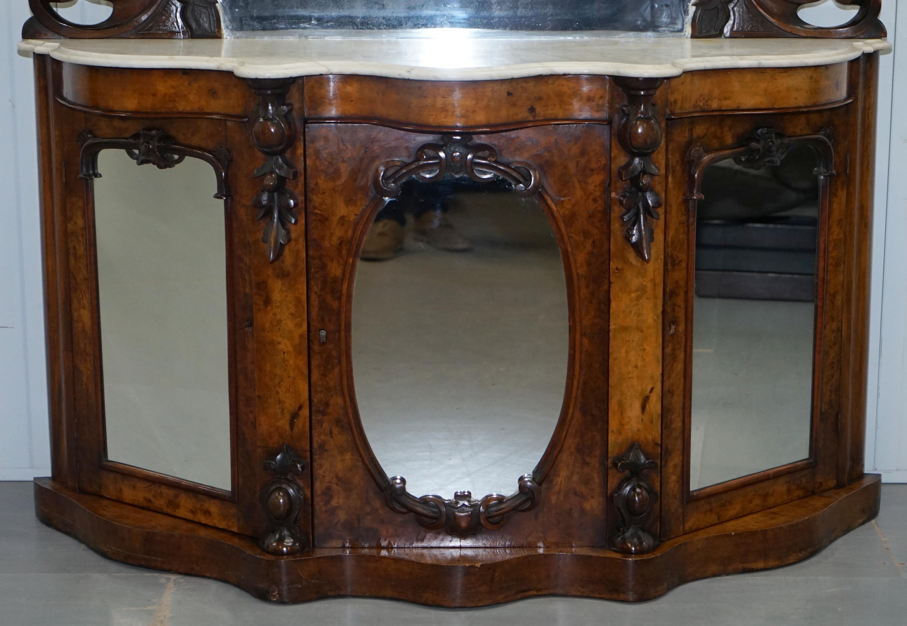 Stunning Victorian Walnut and Marble Sideboard Chiffonier Carved Eagle & Flowers 3