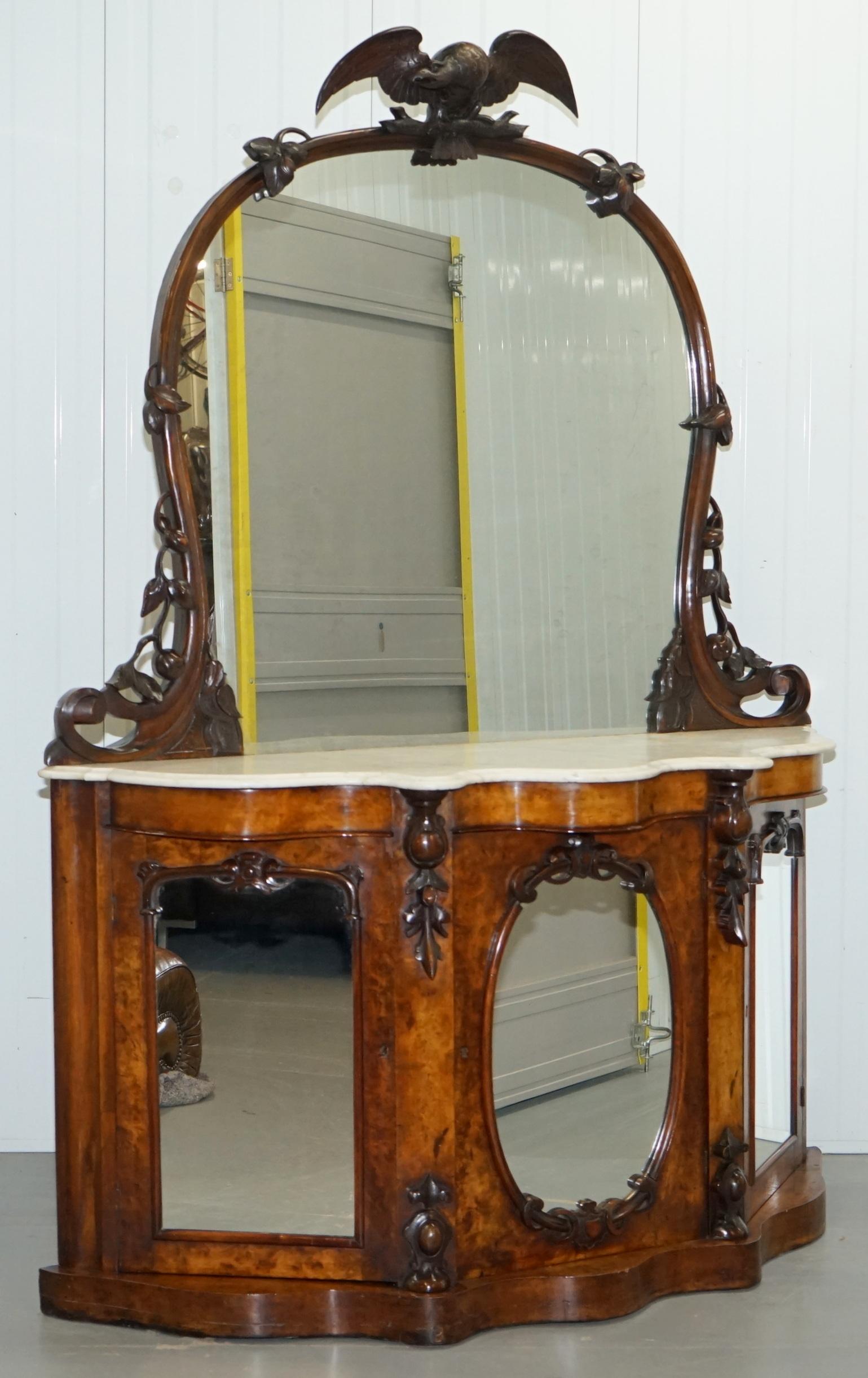 We are delighted to offer for sale this very ornate handmade Victorian walnut chiffonier sideboard with original plate glass and marble top

A very good looking and well-made piece, the walnut veneer is in fine order throughout, the plate glass is