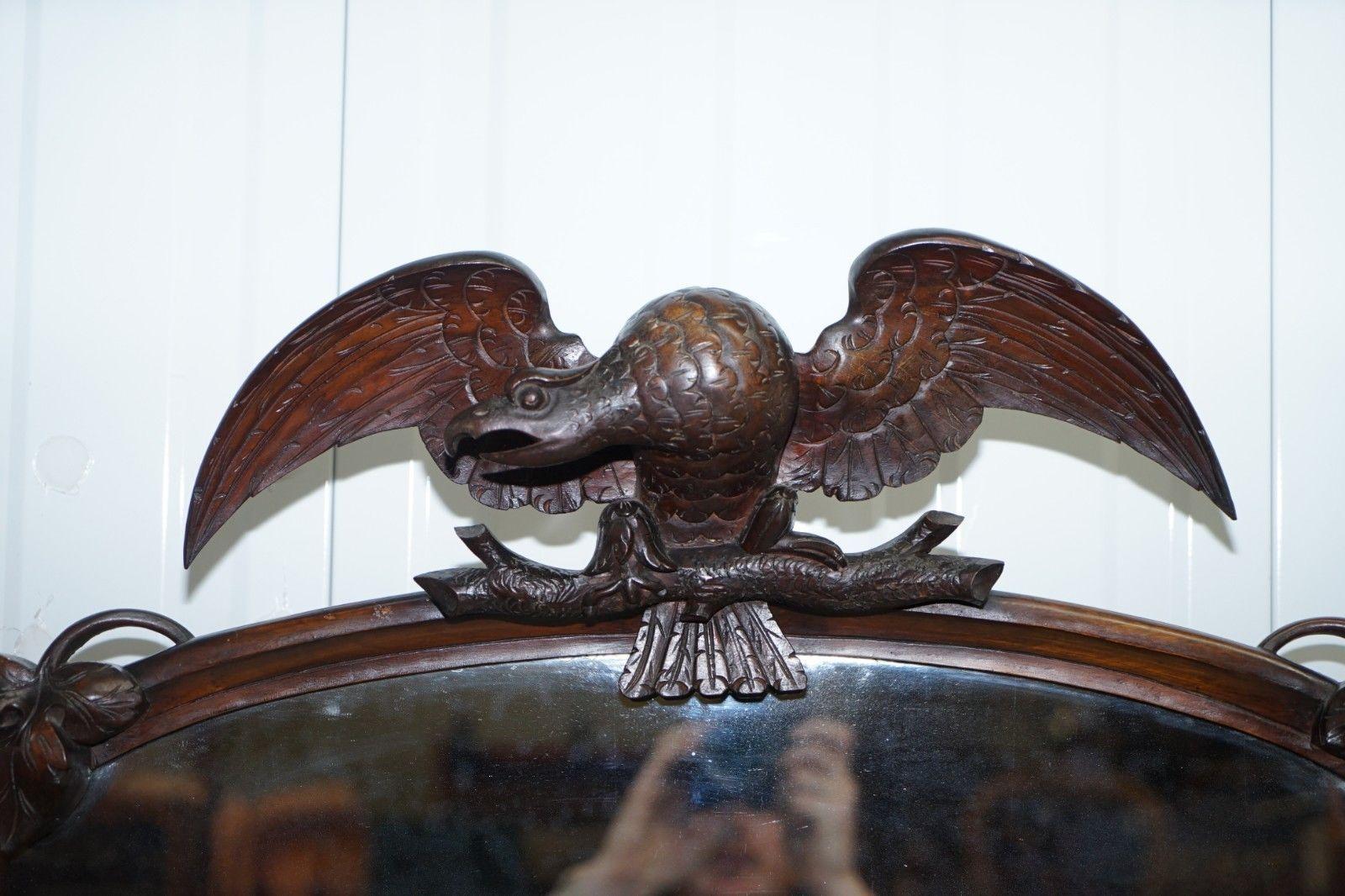 19th Century Stunning Victorian Walnut & Marble Sideboard Chiffonier Carved Eagle & Flowers