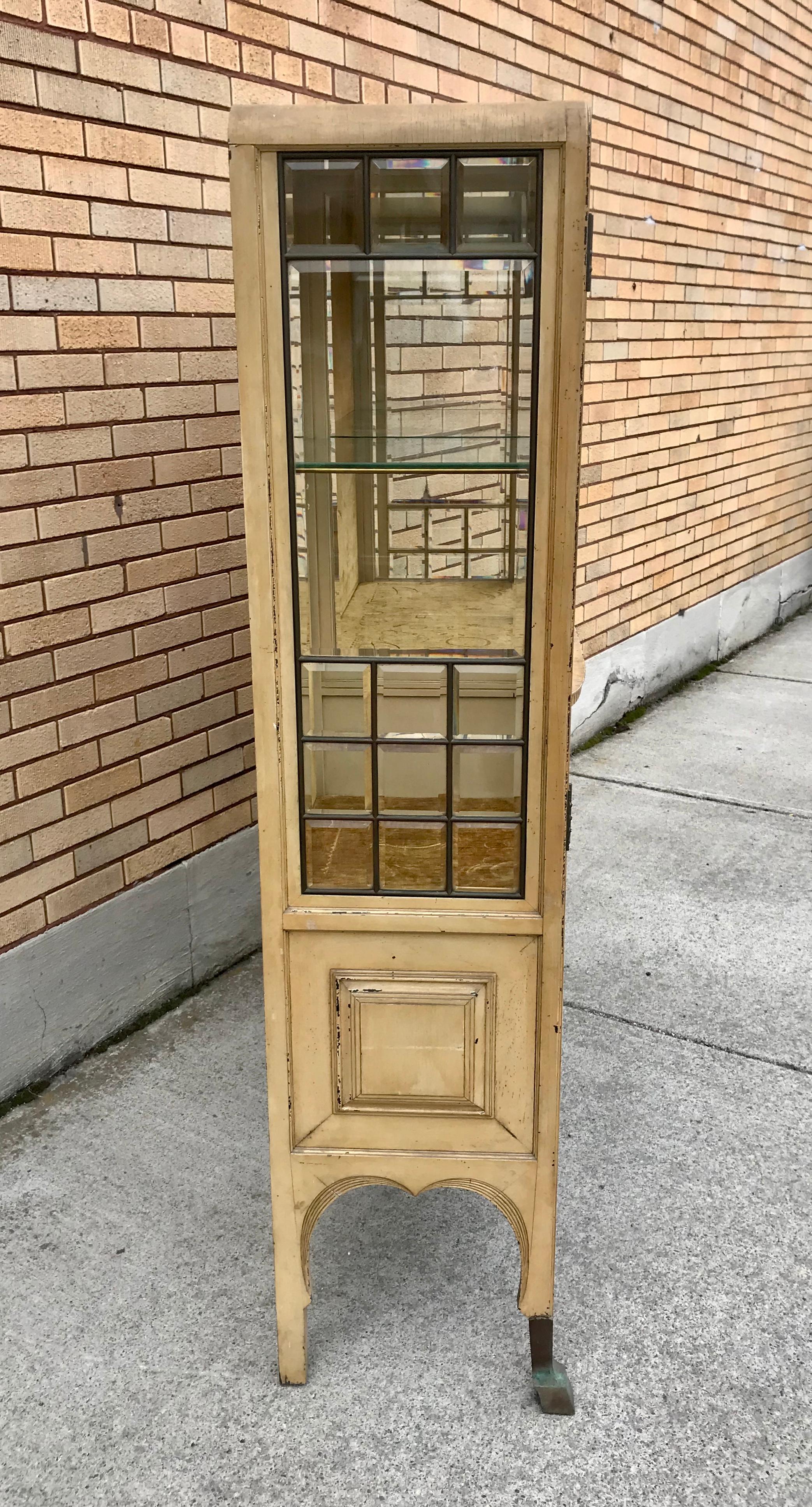 Stunning Beveled Glass Cabinet/Etagere  In Distressed Condition In Buffalo, NY