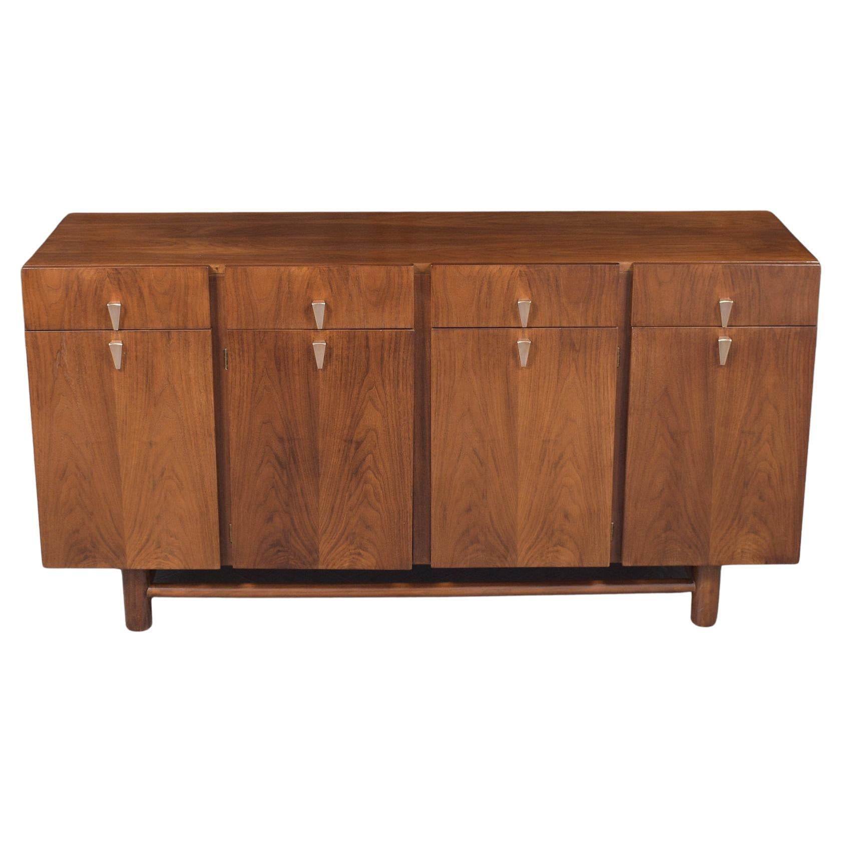 Vintage 1960s Walnut Credenza: Timeless Elegance & Masterful Craftsmanship For Sale