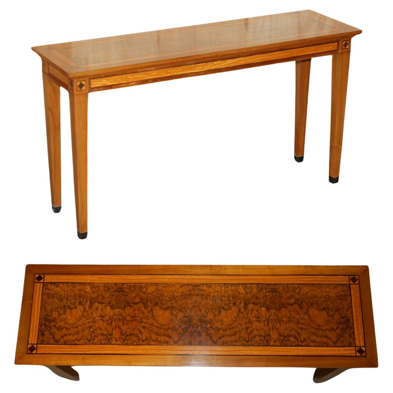 STUNNiNG VINTAGE 1994 DAVID LINLEY BURR WALNUT AMBOYNA WOOD LARGE CONSOLE TABLE
