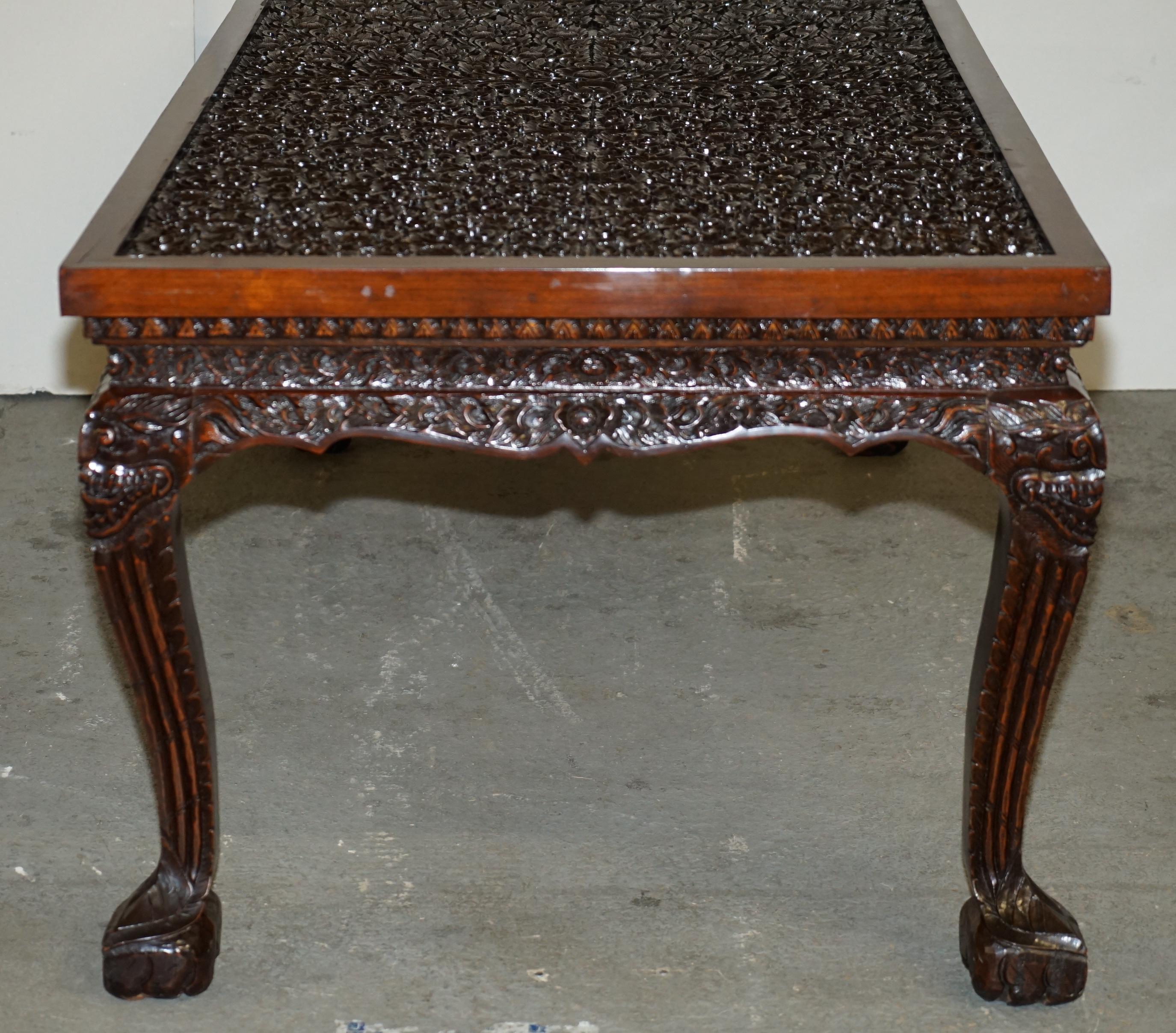 STUNNING VINTAGE ANGLO INDIAN HAND CARVED HARDWOOD EiGHT PERSON DINING TABLE 8 10