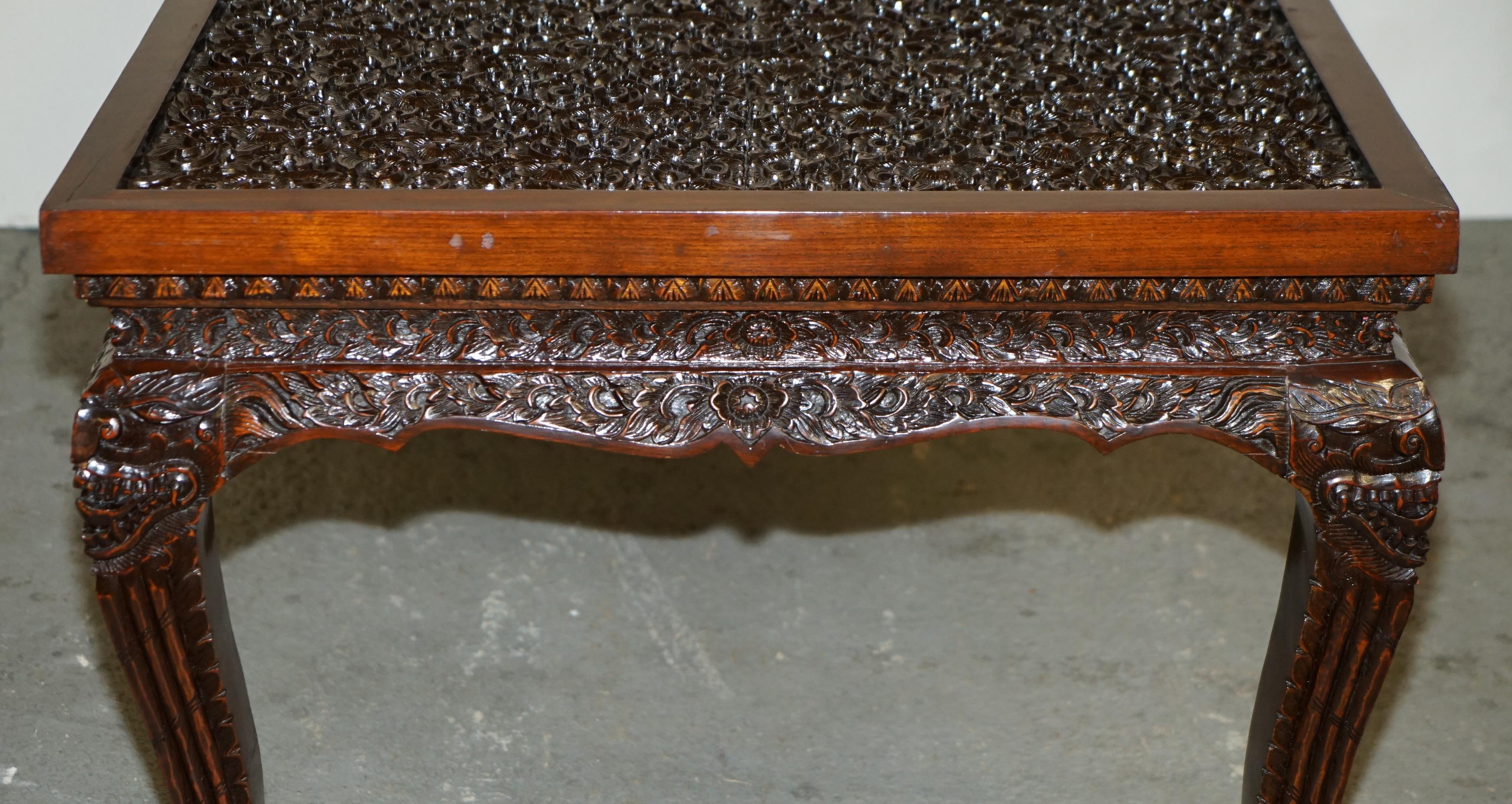 STUNNING VINTAGE ANGLO INDIAN HAND CARVED HARDWOOD EiGHT PERSON DINING TABLE 8 11