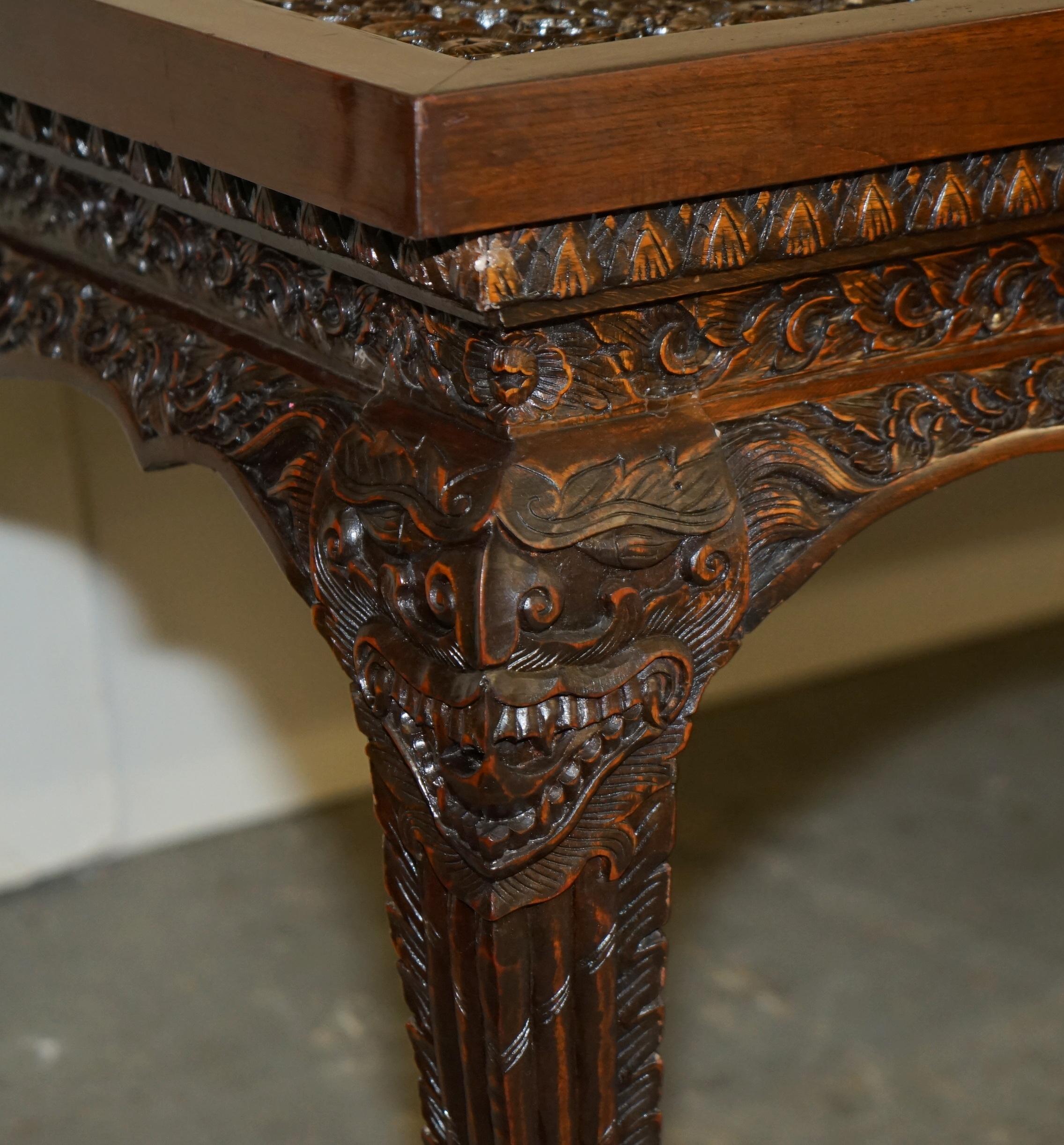 Hand-Crafted STUNNING VINTAGE ANGLO INDIAN HAND CARVED HARDWOOD EiGHT PERSON DINING TABLE 8