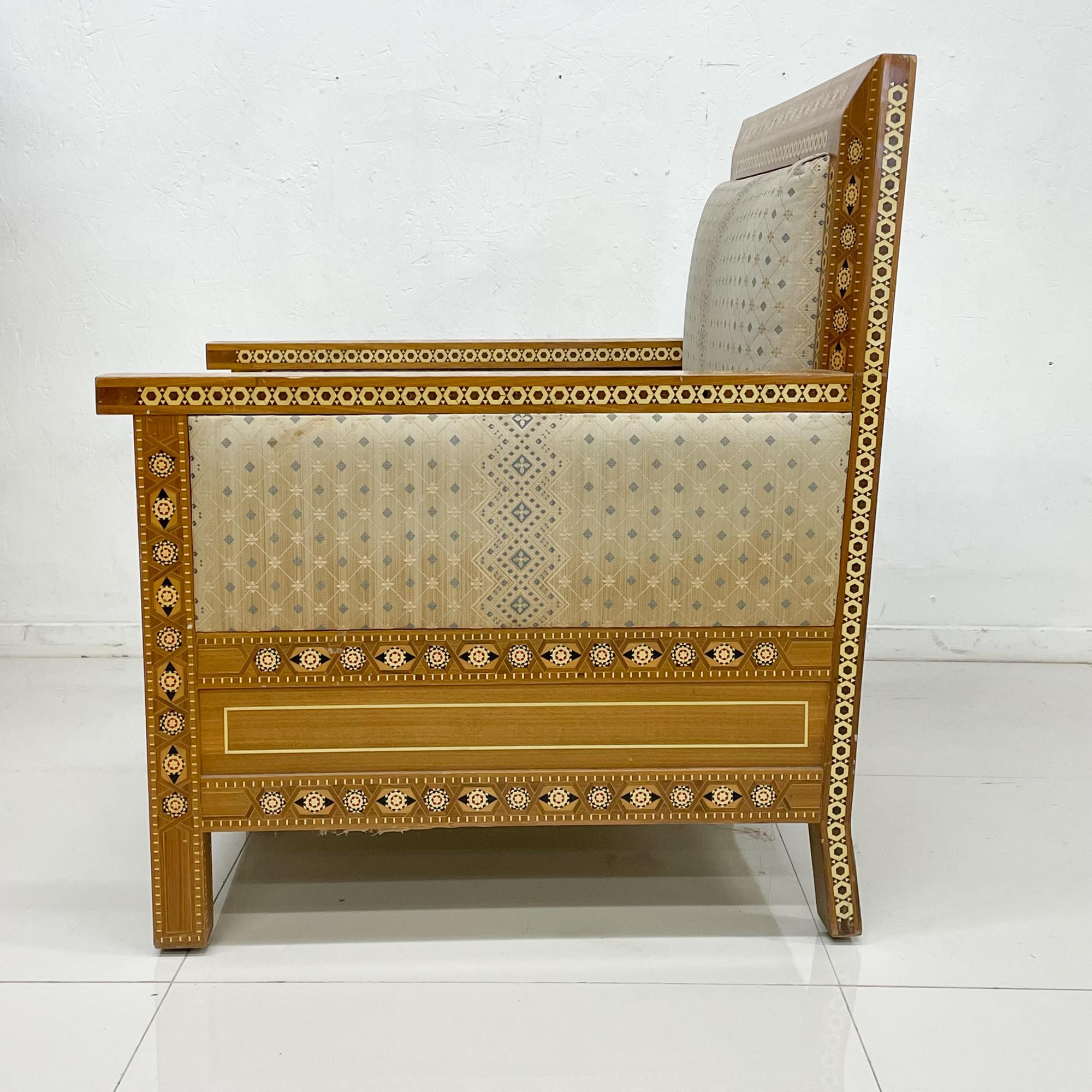 Moroccan Armchair Wood and Marquetry Design North Africa 1950s Vintage 1
