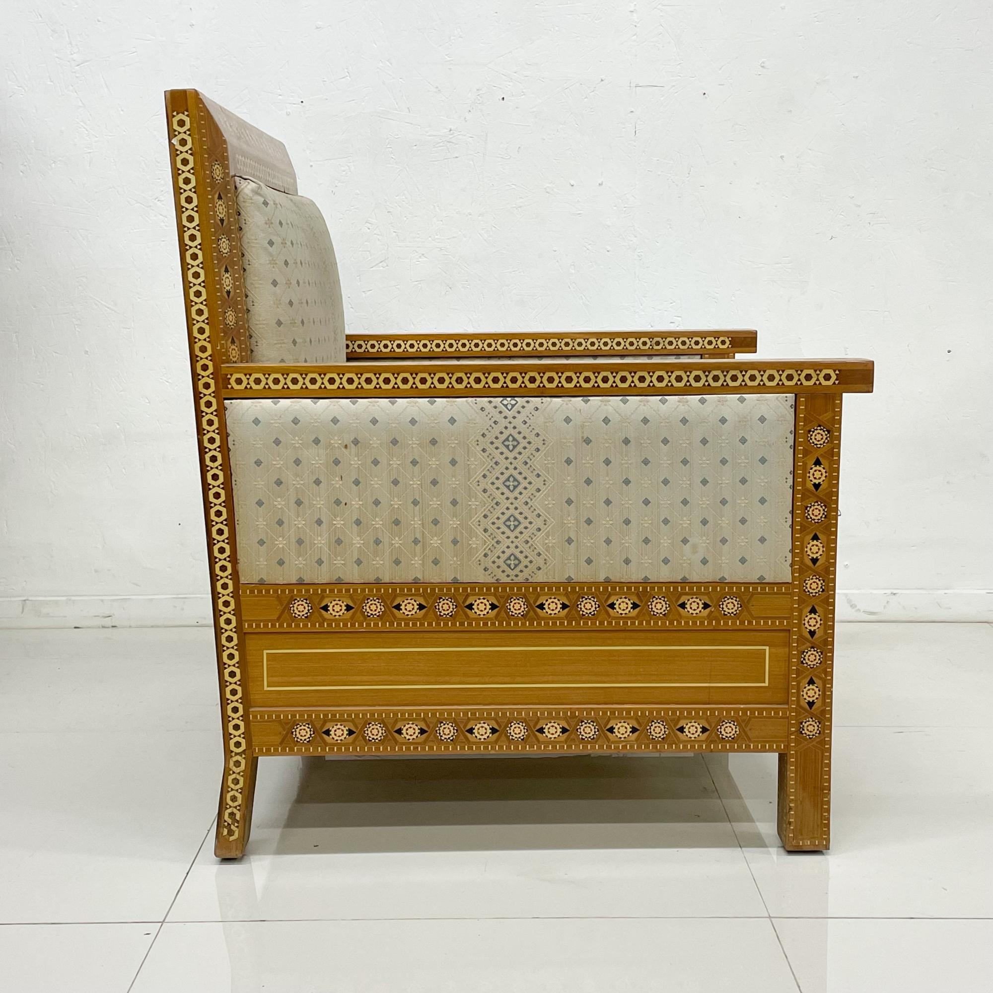 Moroccan Armchair Wood and Marquetry Design North Africa 1950s Vintage 4