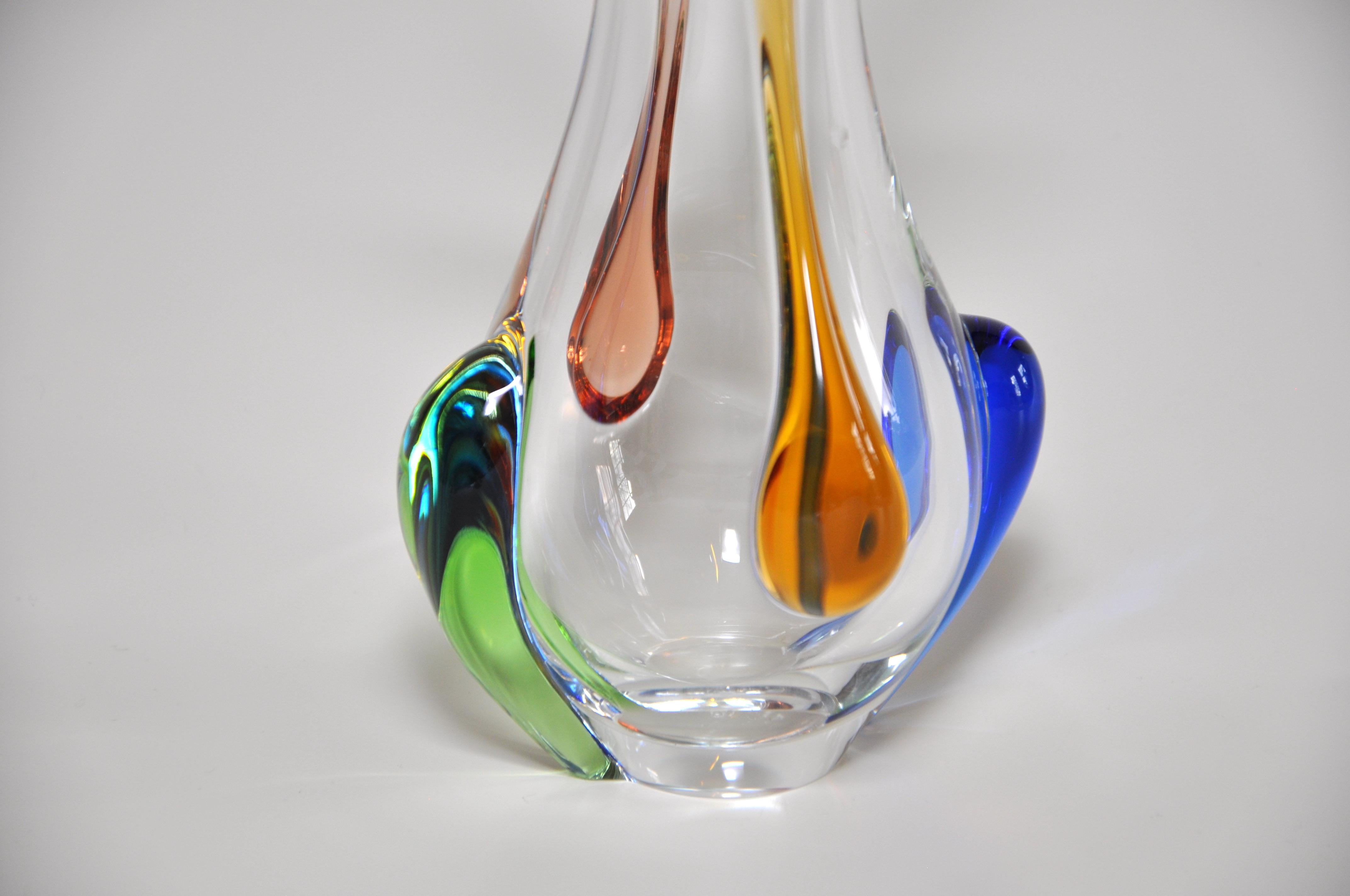 Mid-Century Modern Stunning Vintage Art Art Glass Vase Italian Multicolour For Sale