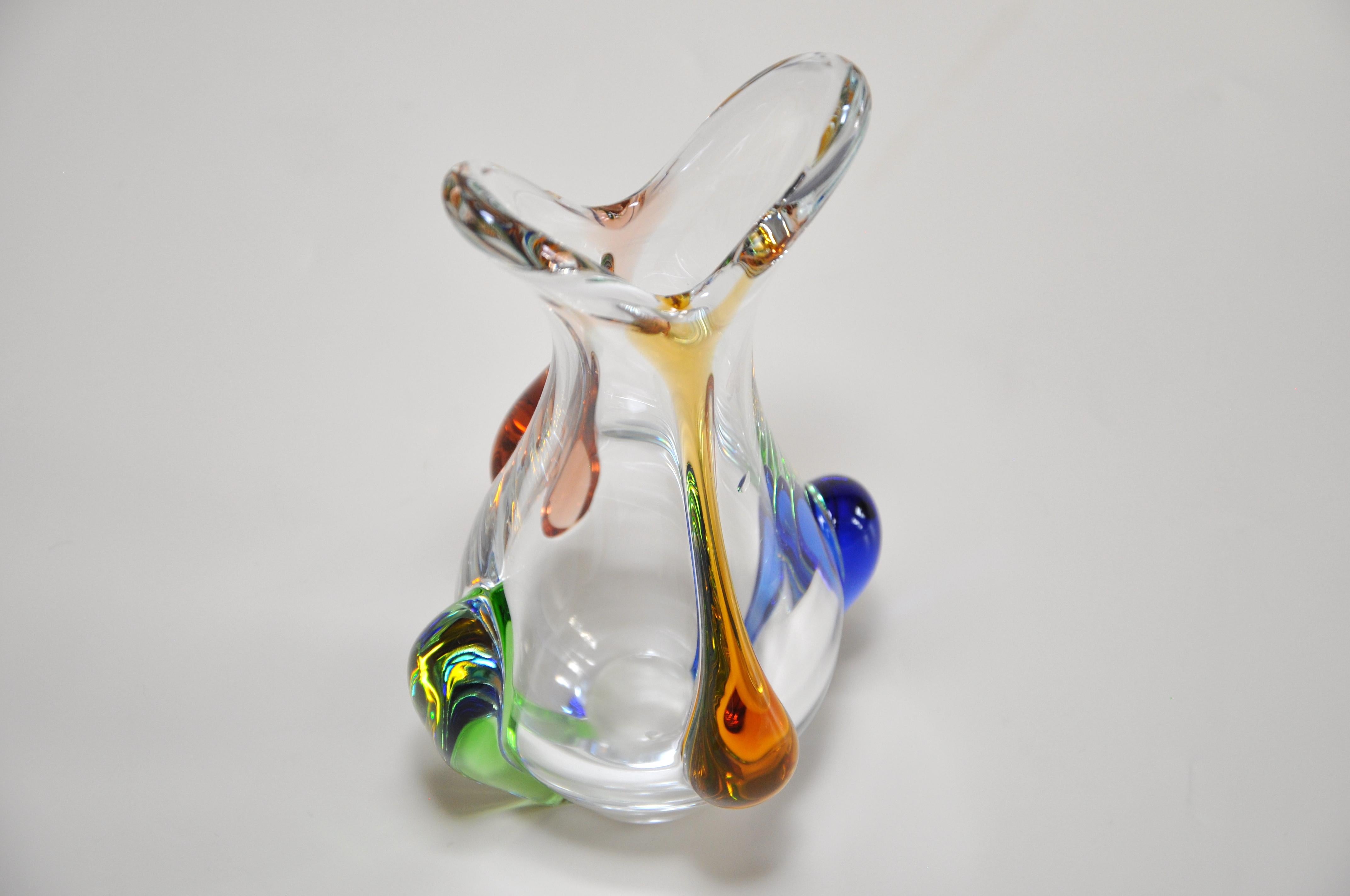 Hand-Crafted Stunning Vintage Art Art Glass Vase Italian Multicolour For Sale