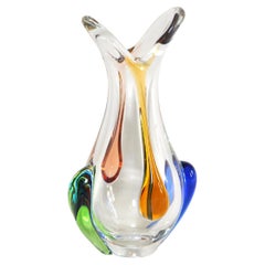 Stunning Retro Art Art Glass Vase Italian Multicolour