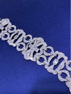 Stunning Vintage Art Deco Platinum 10CT Old Cut Diamond Wide Bracelet