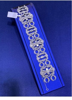 Stunning Vintage Art Deco Platinum 10CT Old Cut Diamond Wide Bracelet
