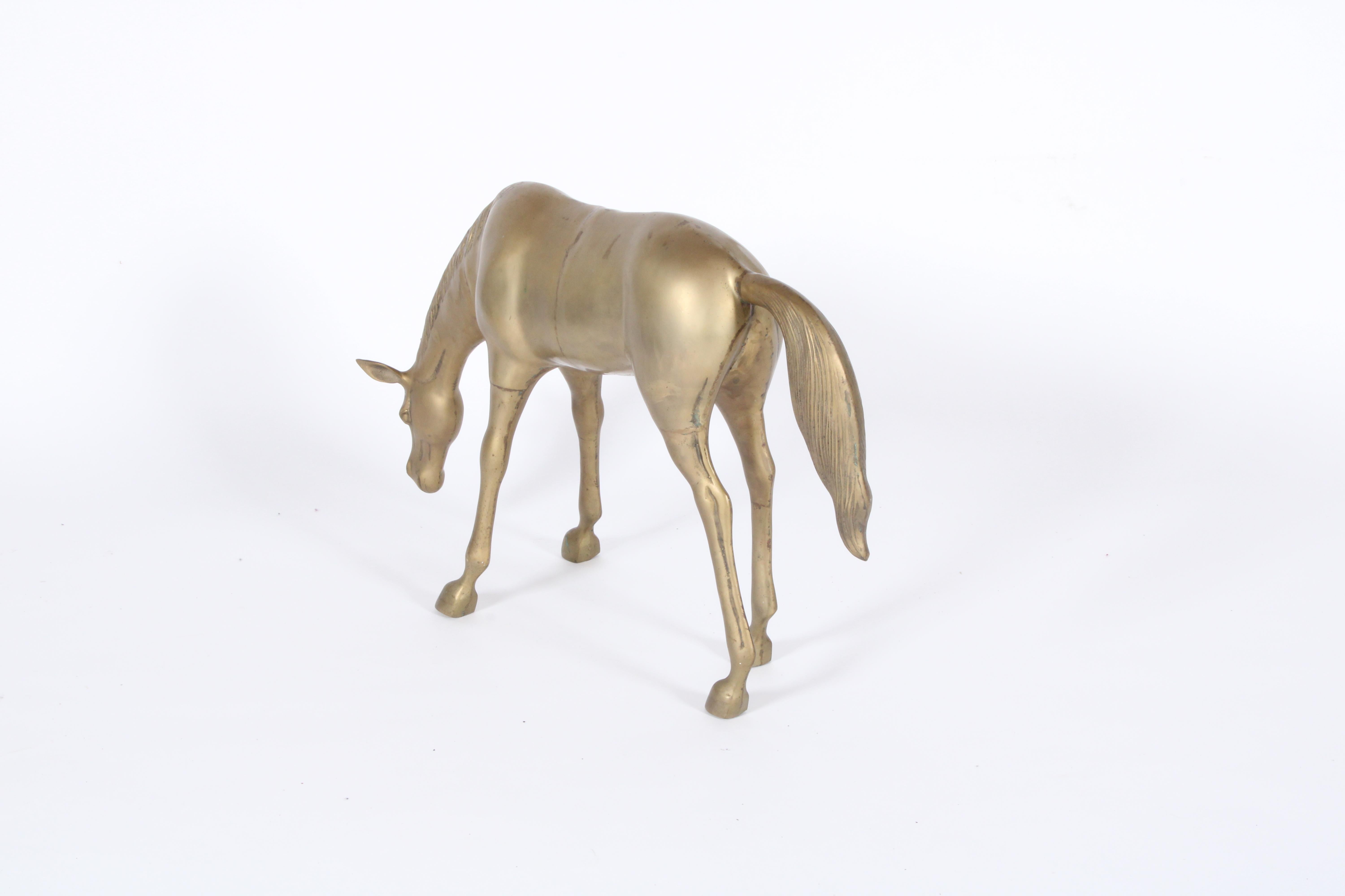 Superbe sculpture artisanale décorative de cheval vintage en laiton  en vente 3
