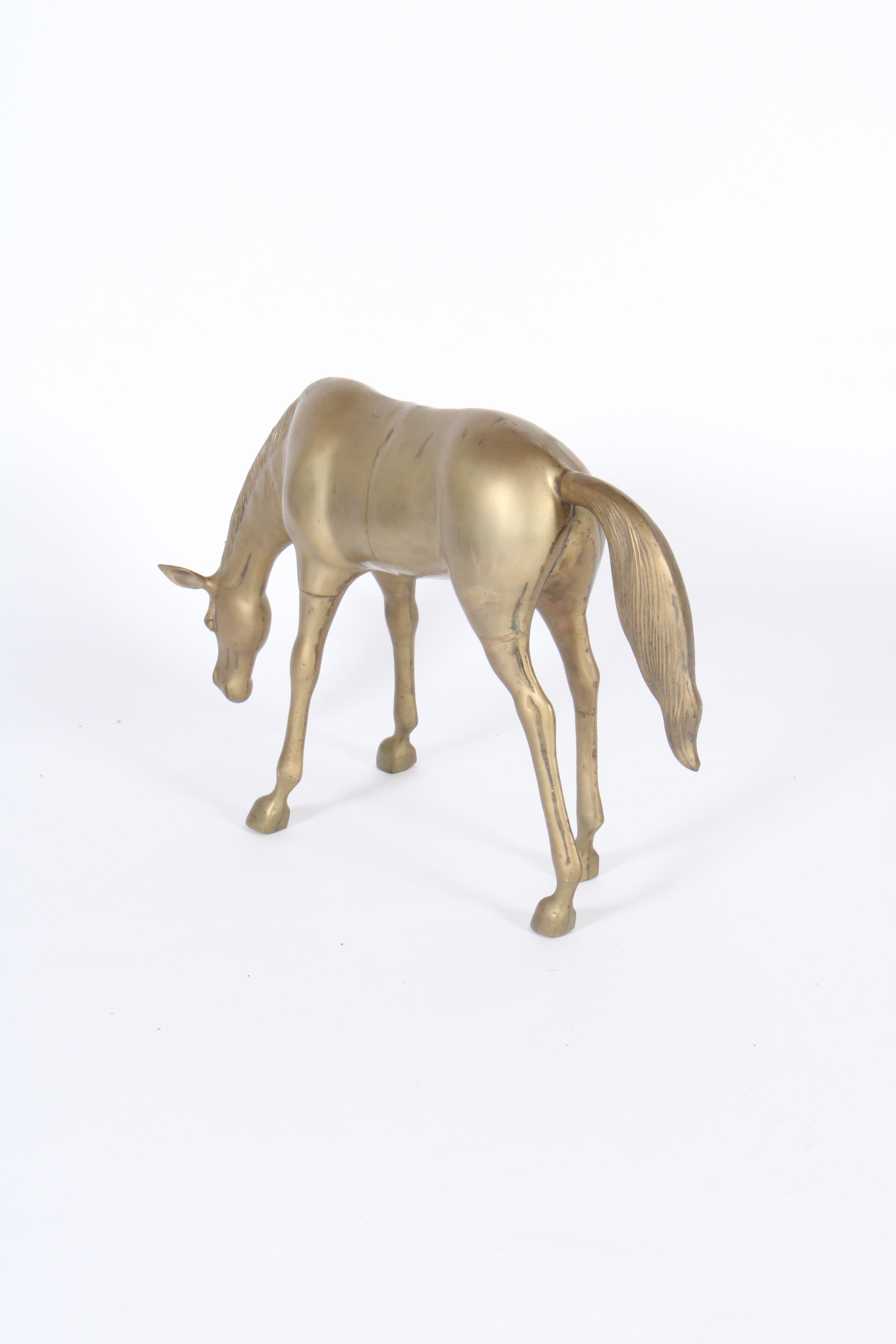 Superbe sculpture artisanale décorative de cheval vintage en laiton  en vente 4